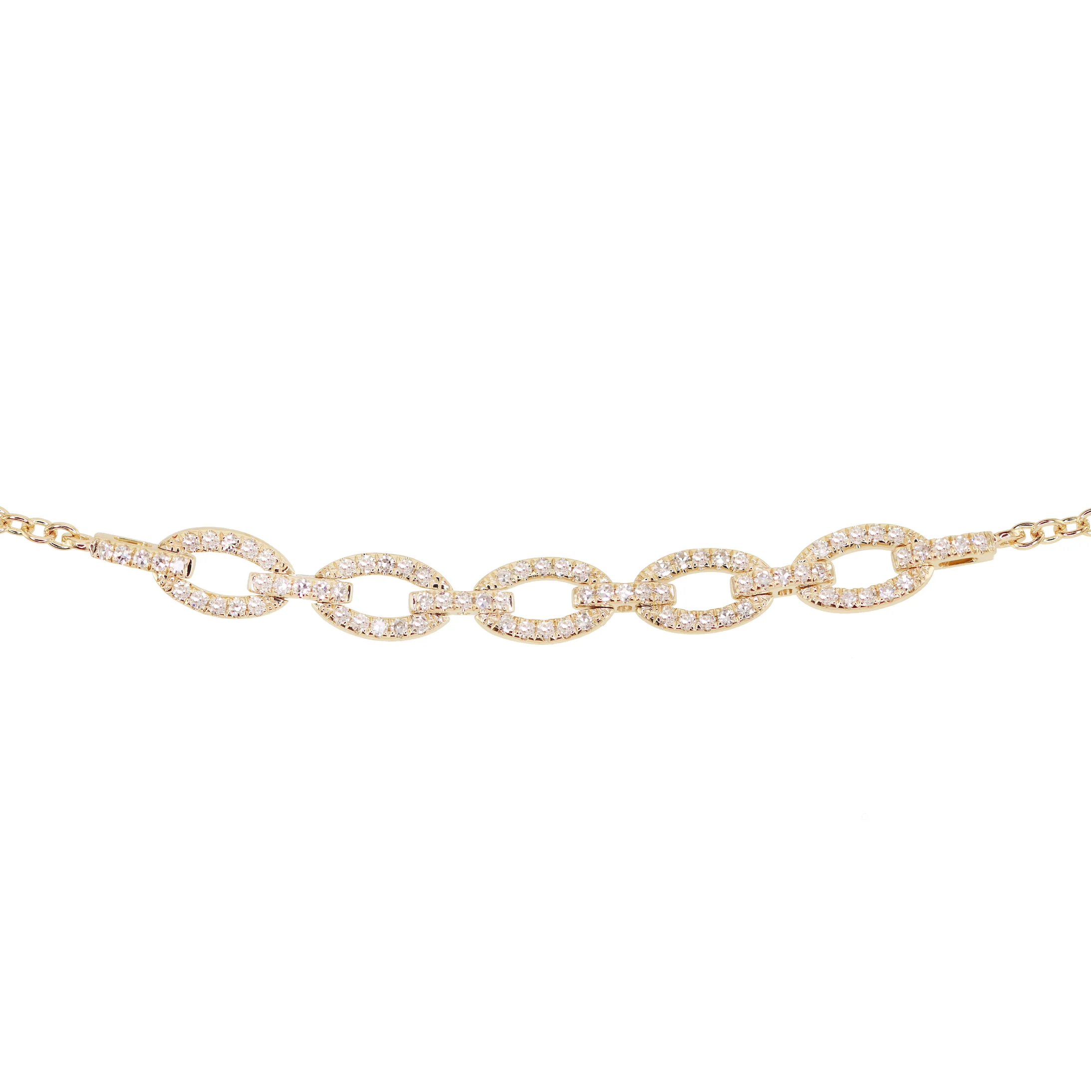 14kt gold diamond mini link bracelet