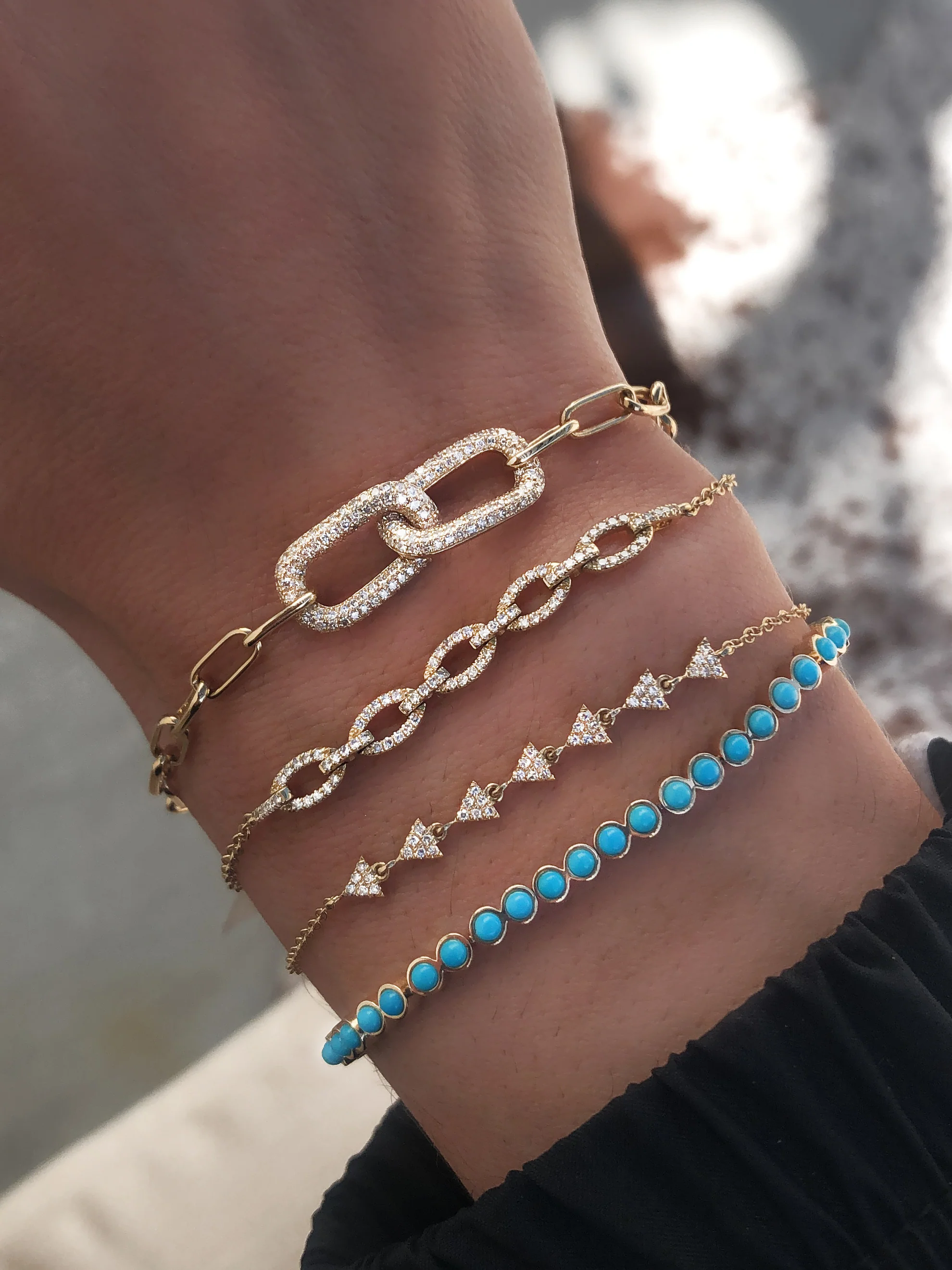 14kt gold diamond mini link bracelet - Image 3