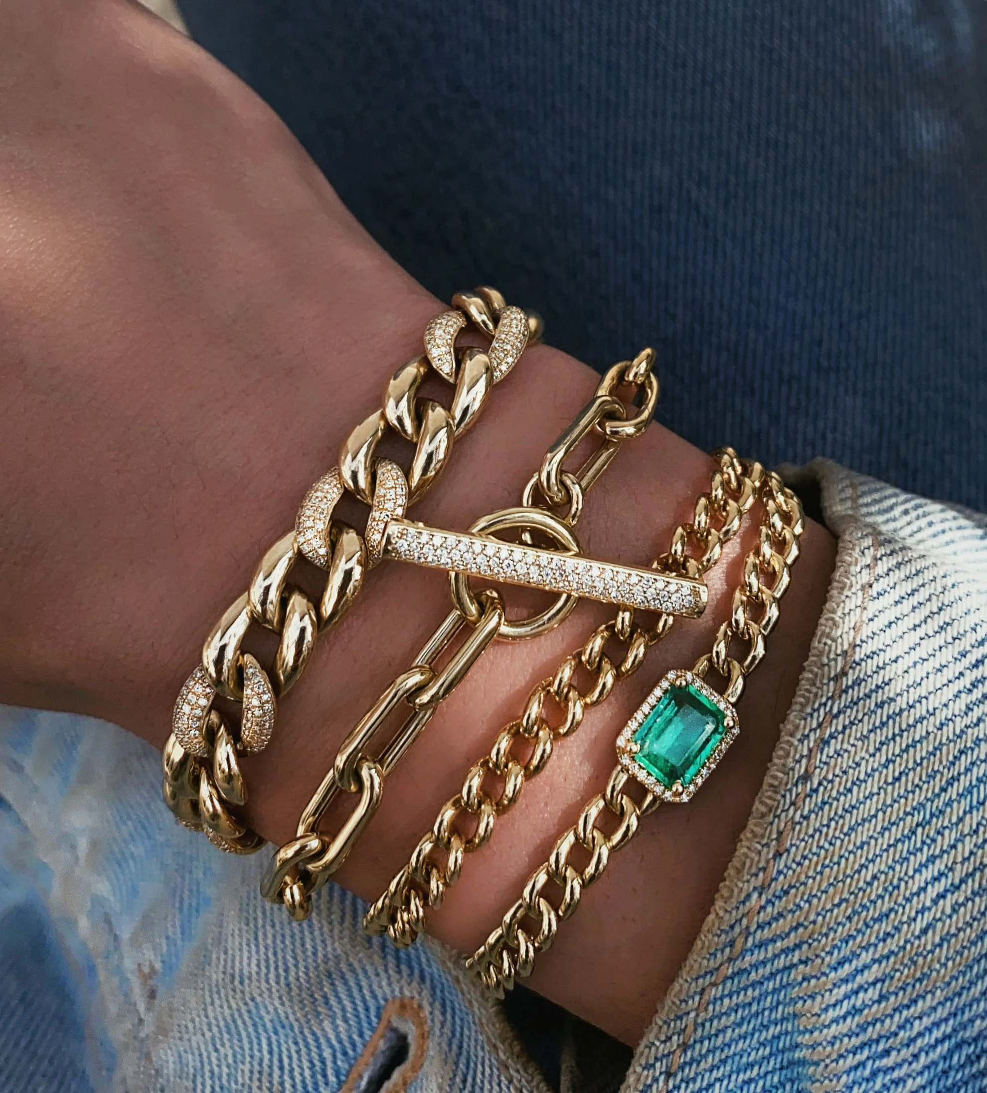 14kt gold alternating diamond large cuban link bracelet - Image 3