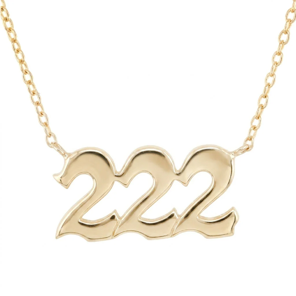 14kt gold and diamond 222 necklace - Image 2