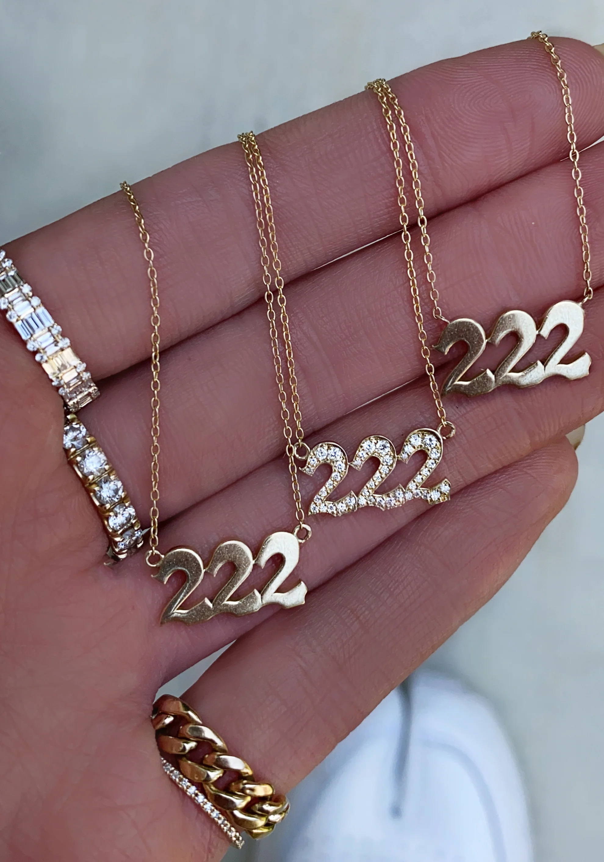 14kt gold and diamond 222 necklace - Image 6