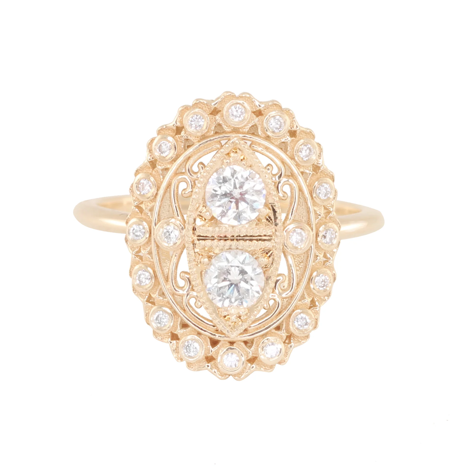 14kt gold and diamond antique filigree ring - Image 5