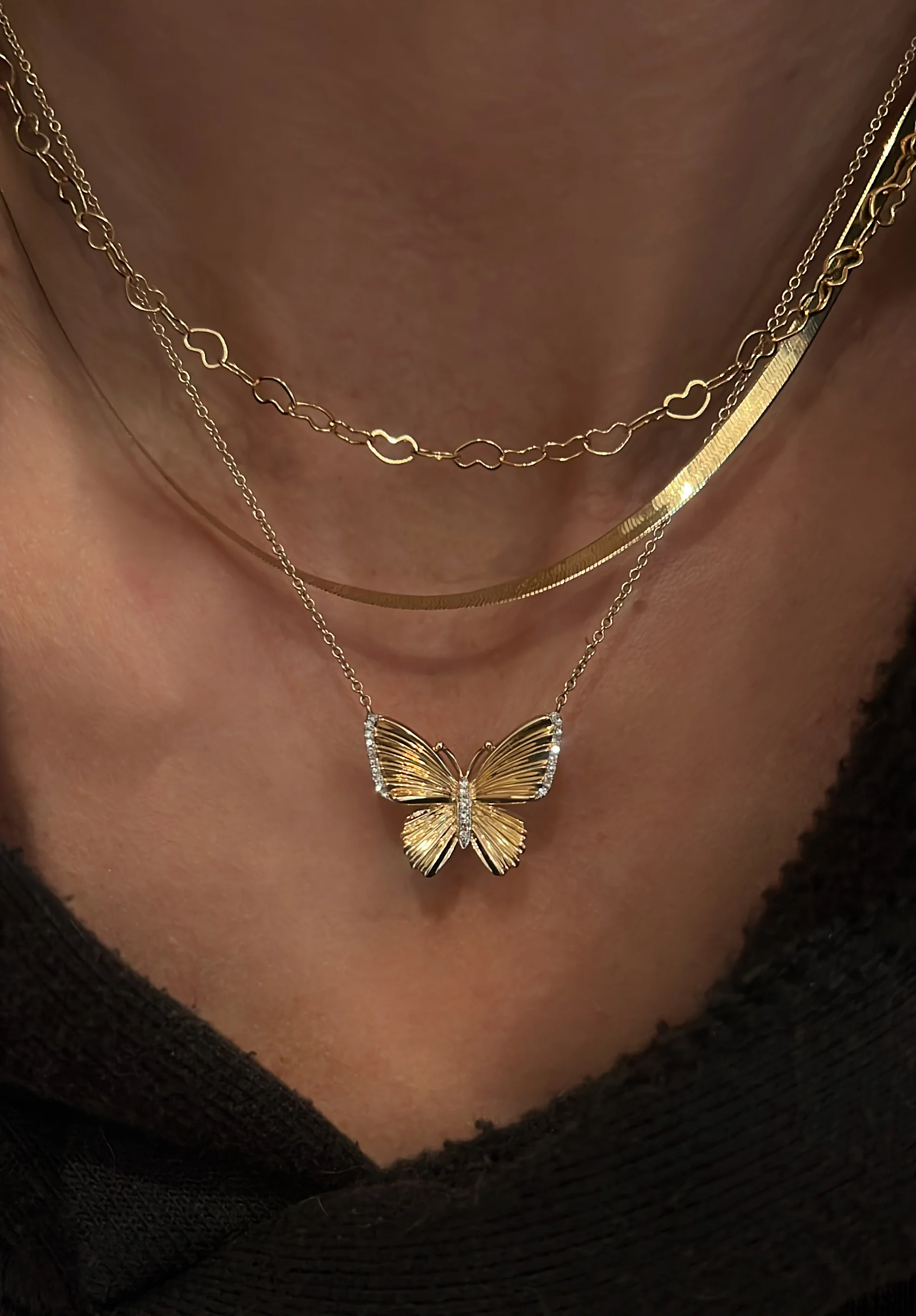 14kt gold and diamond baby butterfly burst necklace - Image 5