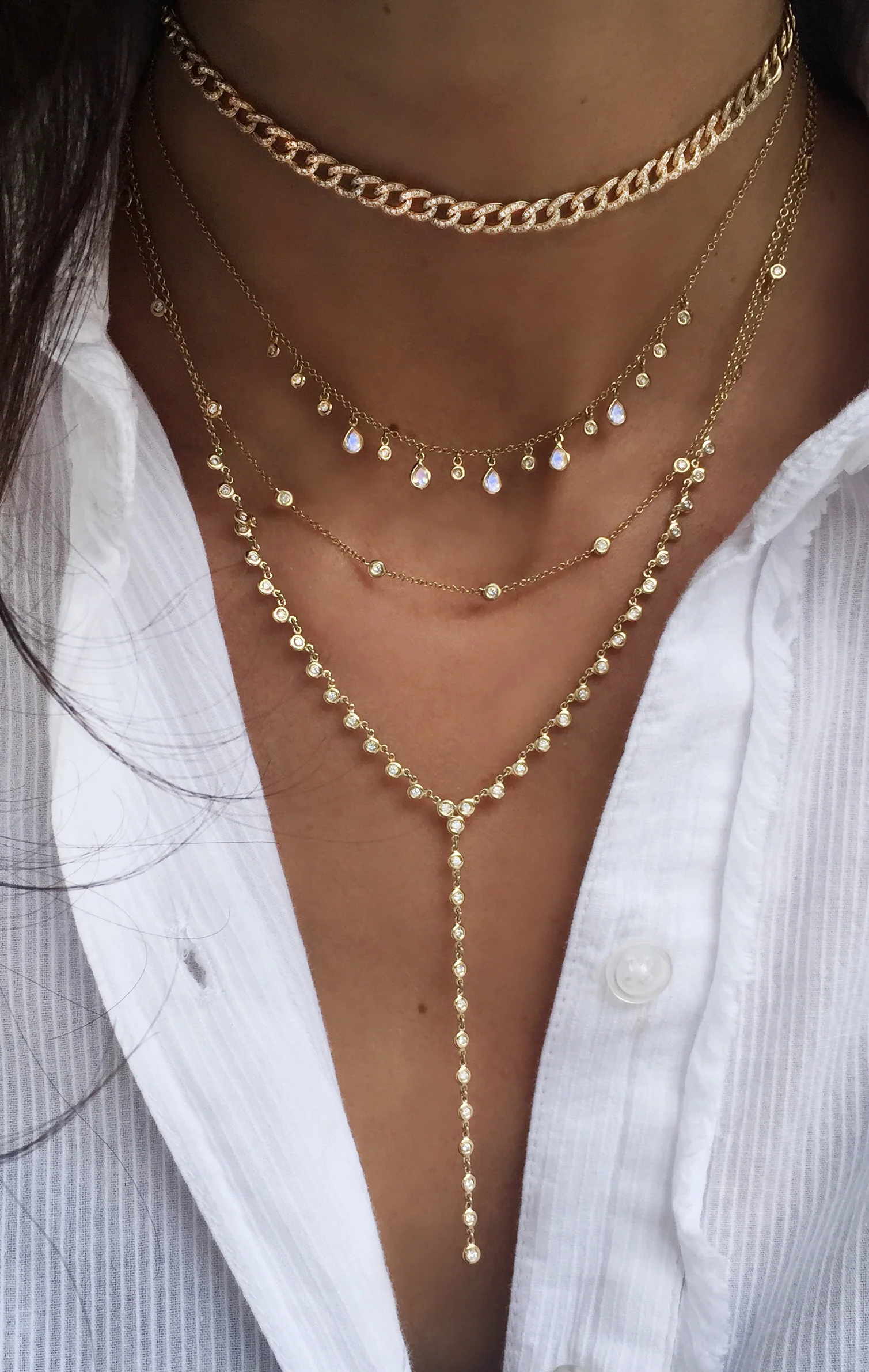 14kt gold and diamond baby chain link choker - Image 3