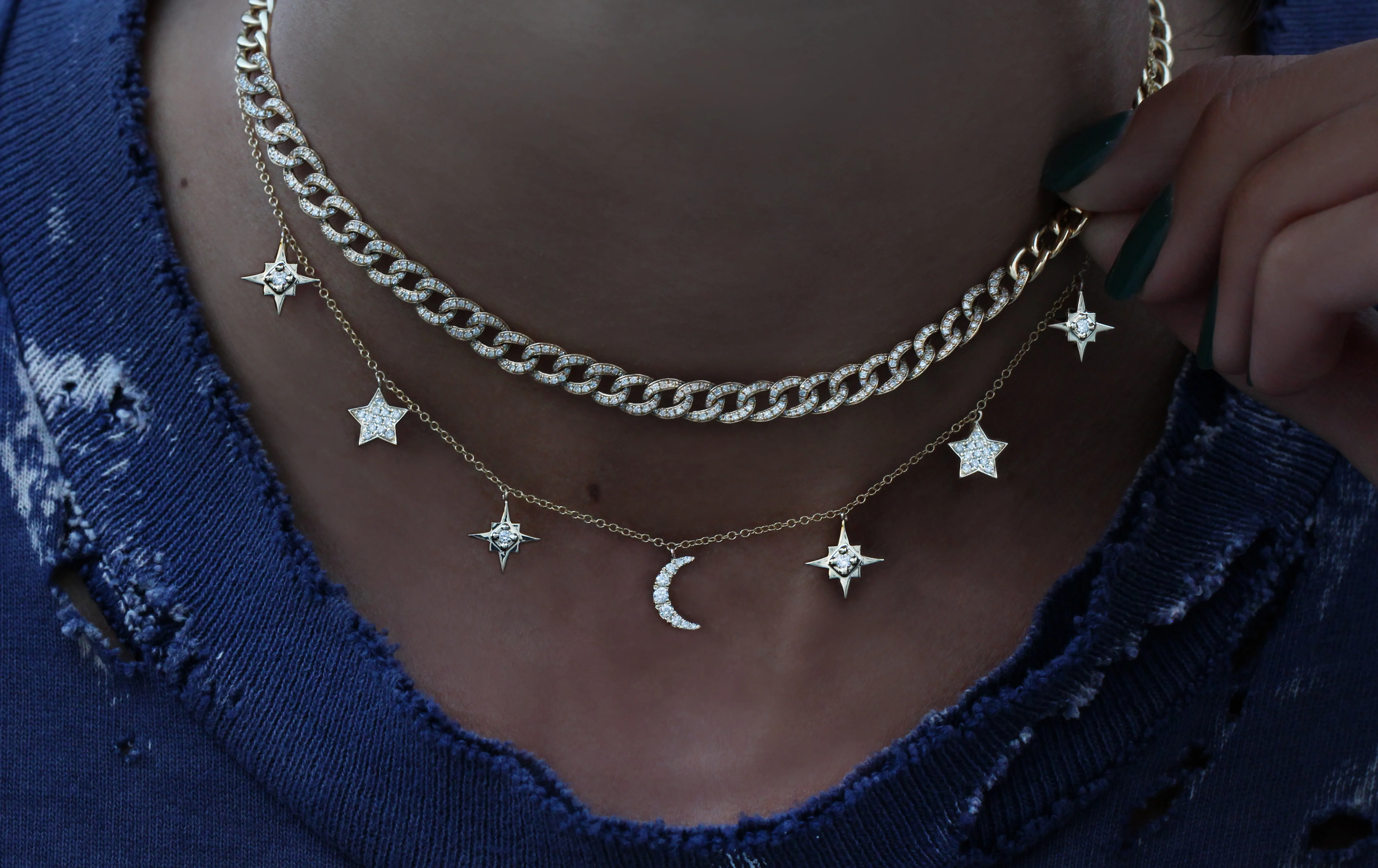 14kt gold and diamond baby chain link choker - Image 4