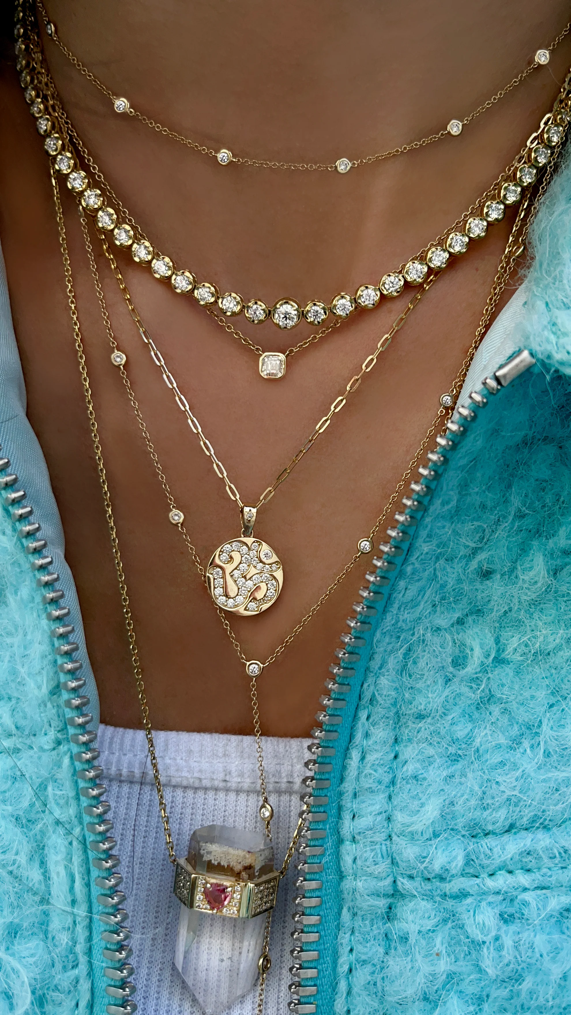 14kt gold diamond bezel choker necklace - Image 6