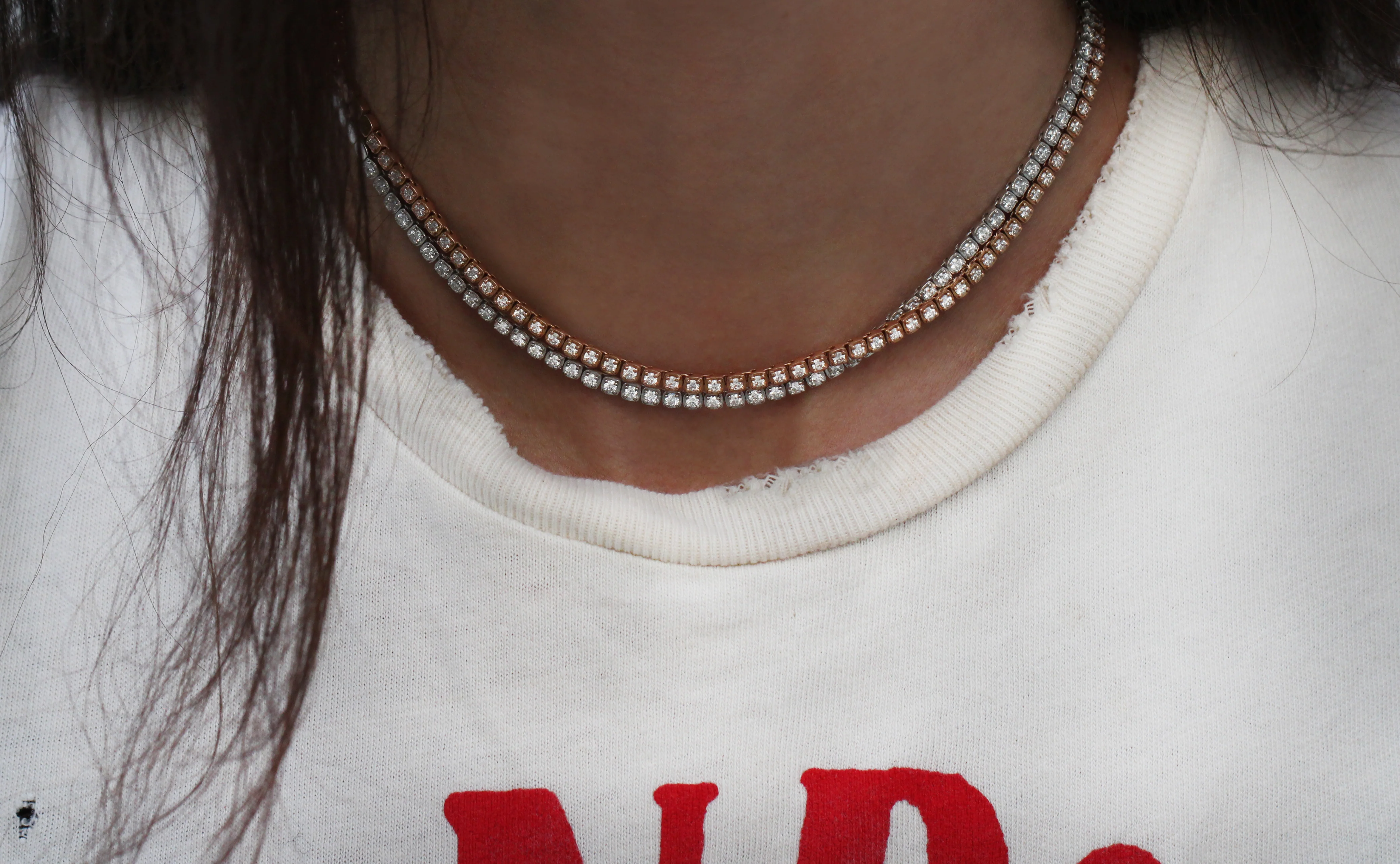 14kt gold and diamond box necklace - Image 3