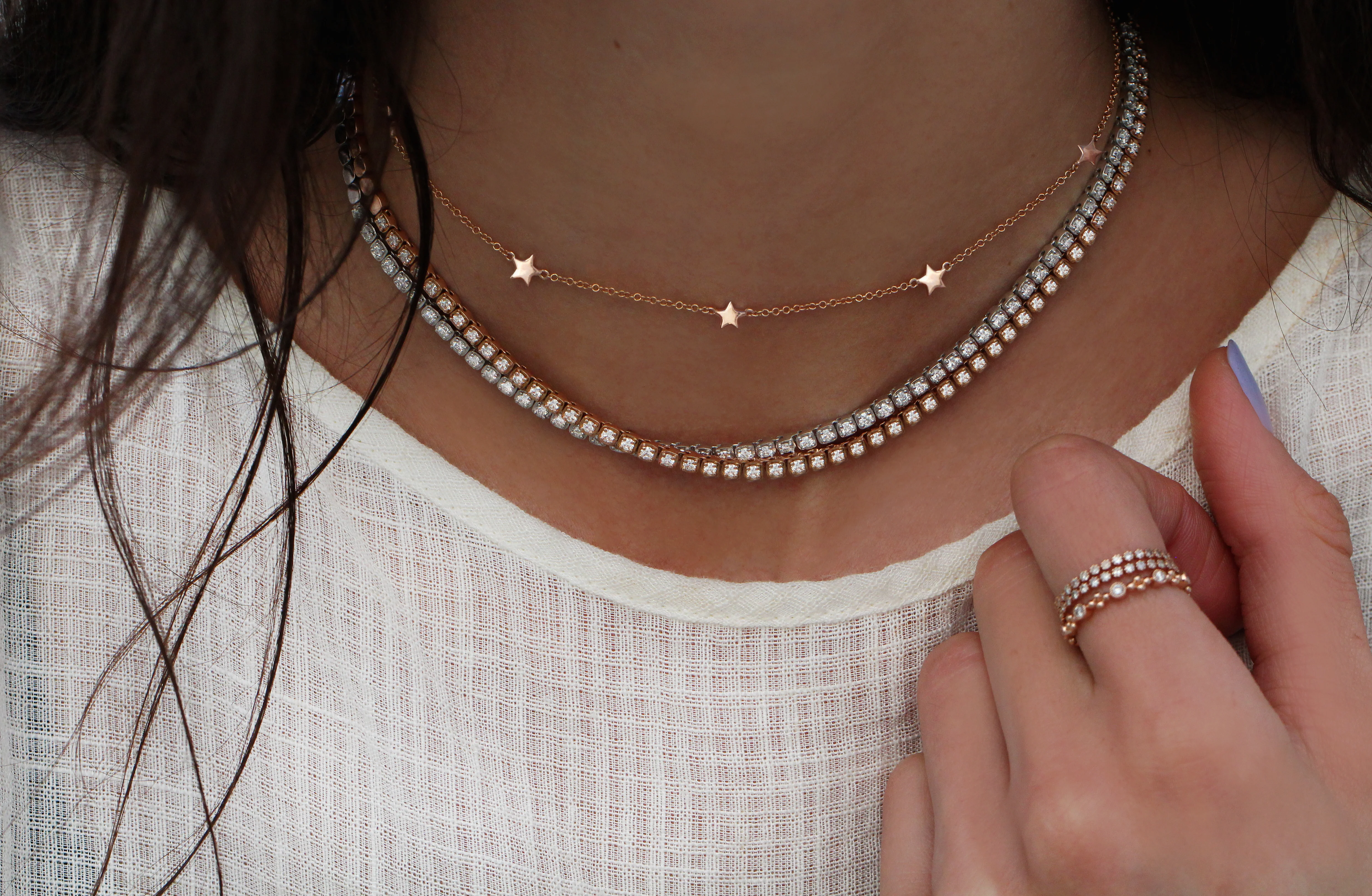 14kt gold and diamond box necklace - Image 4