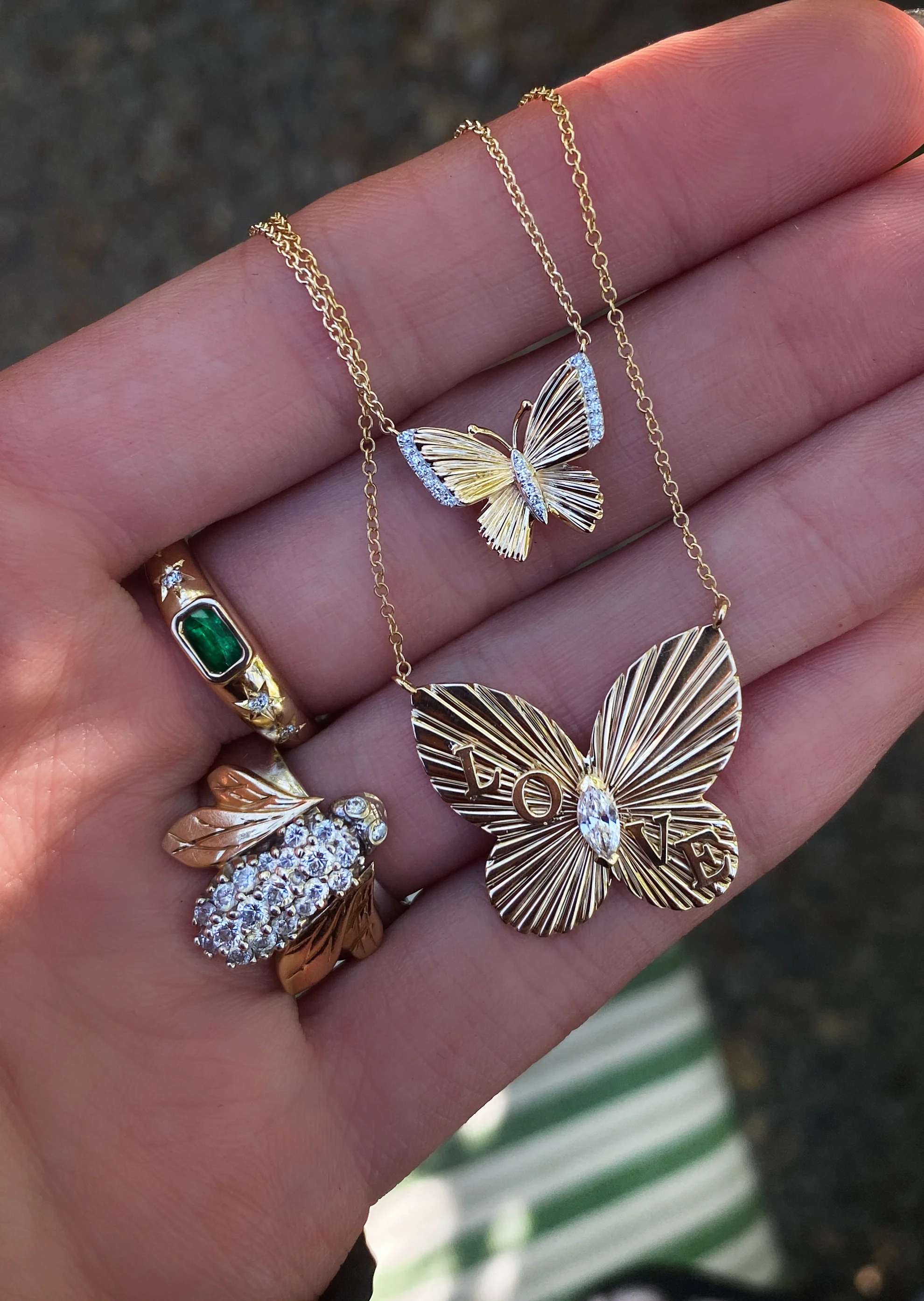 14kt gold and diamond butterfly burst love necklace - Image 2