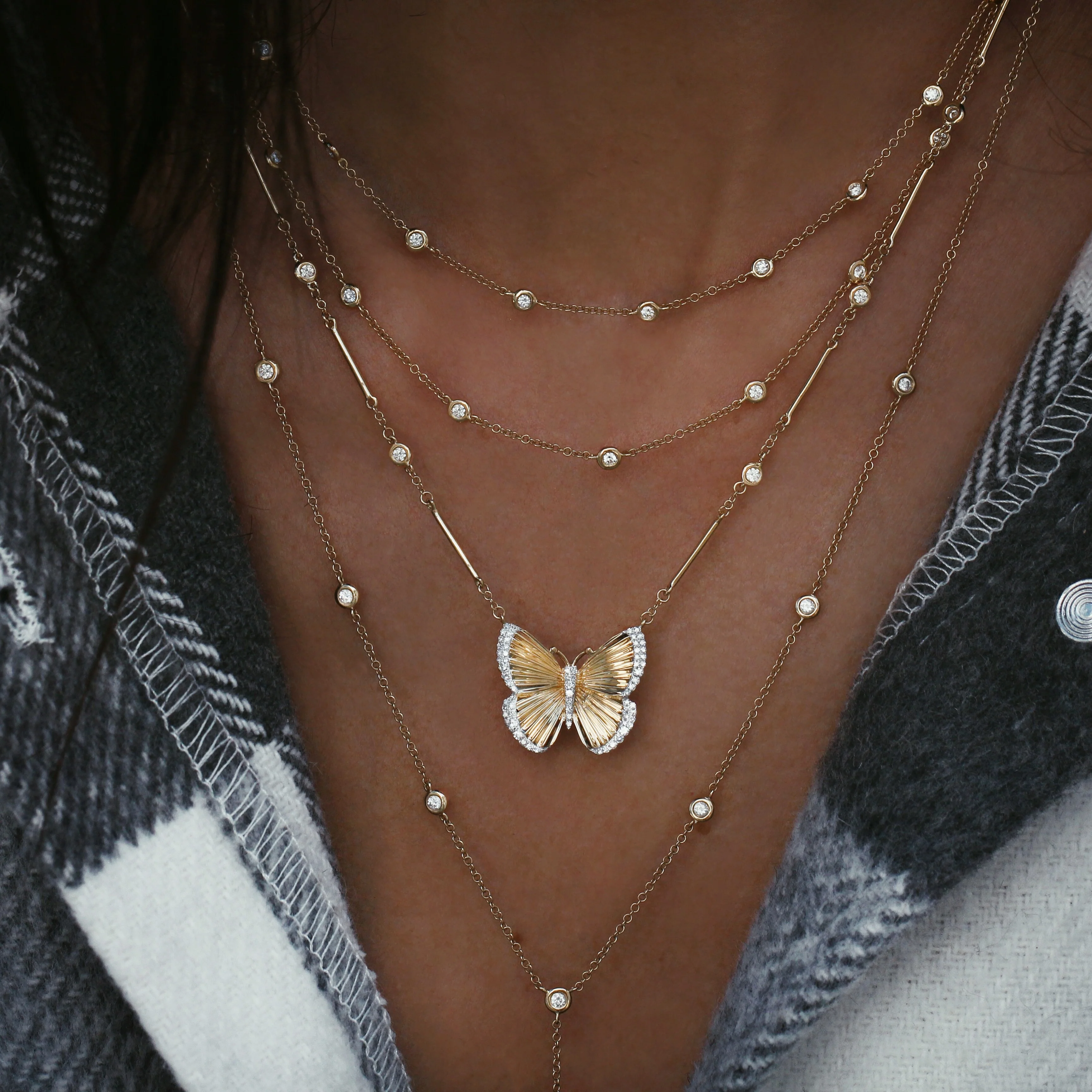 14kt gold and diamond butterfly burst necklace - Image 3