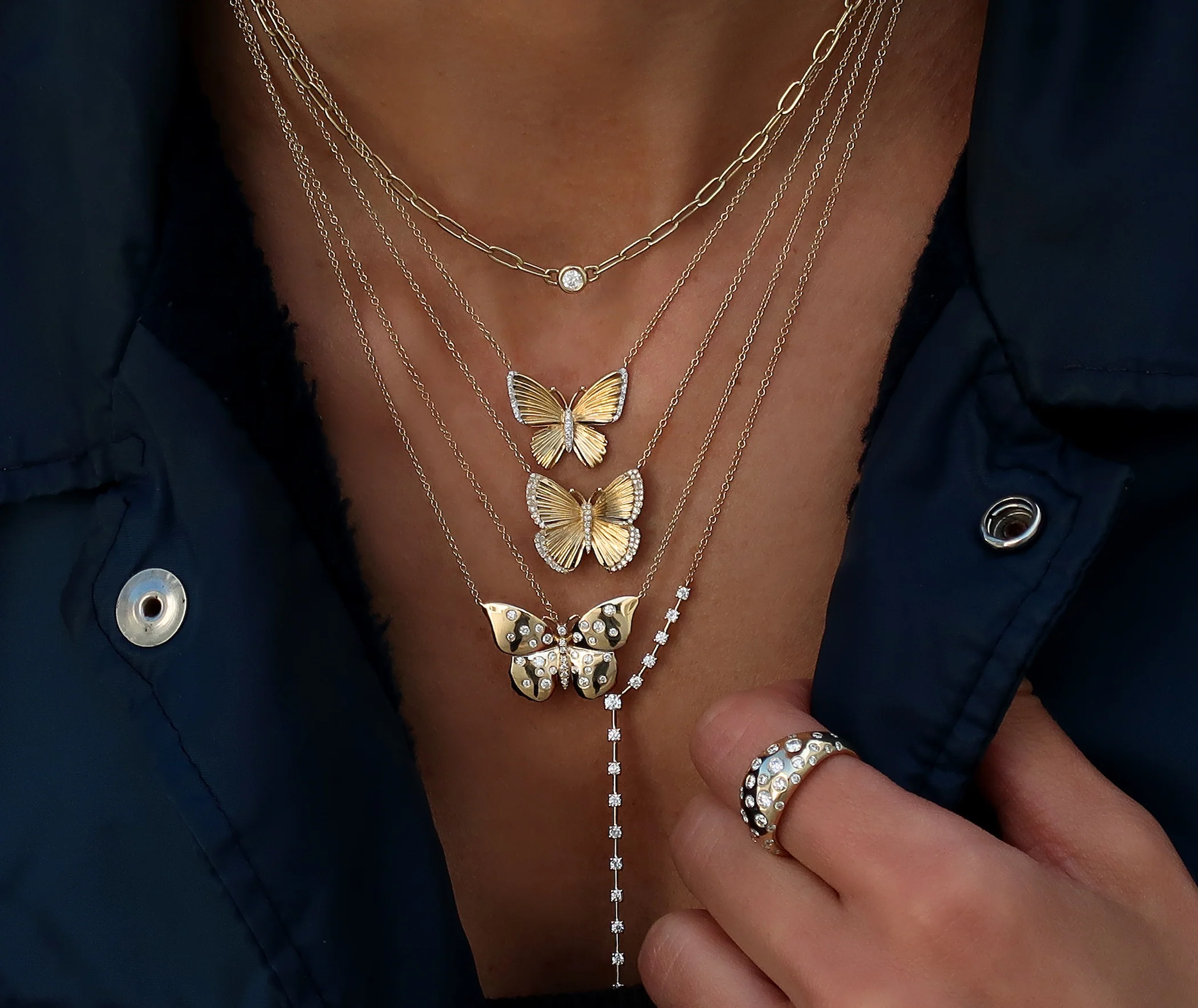 14kt gold and diamond butterfly burst necklace - Image 4