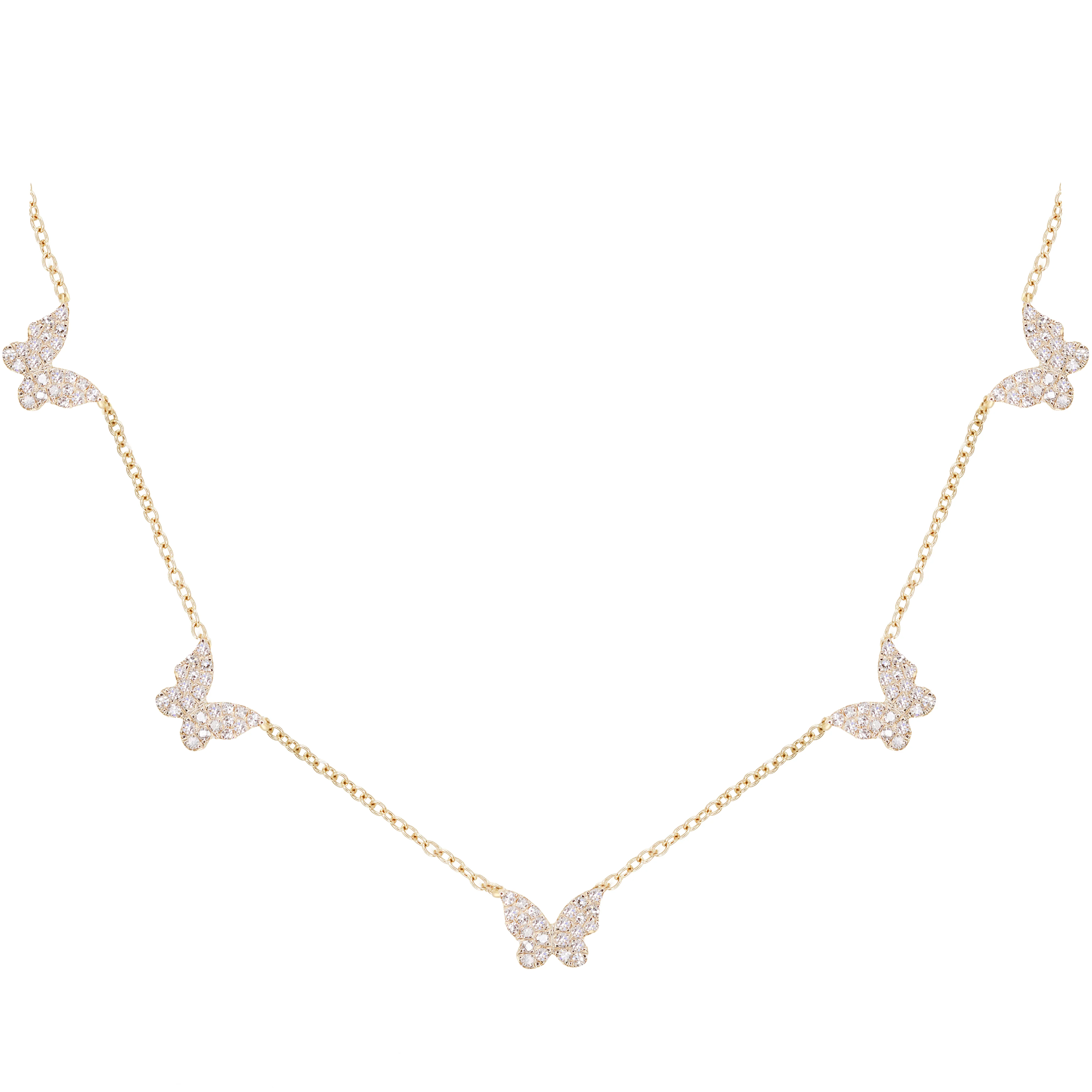 14kt gold and diamond butterfly row necklace - Image 2
