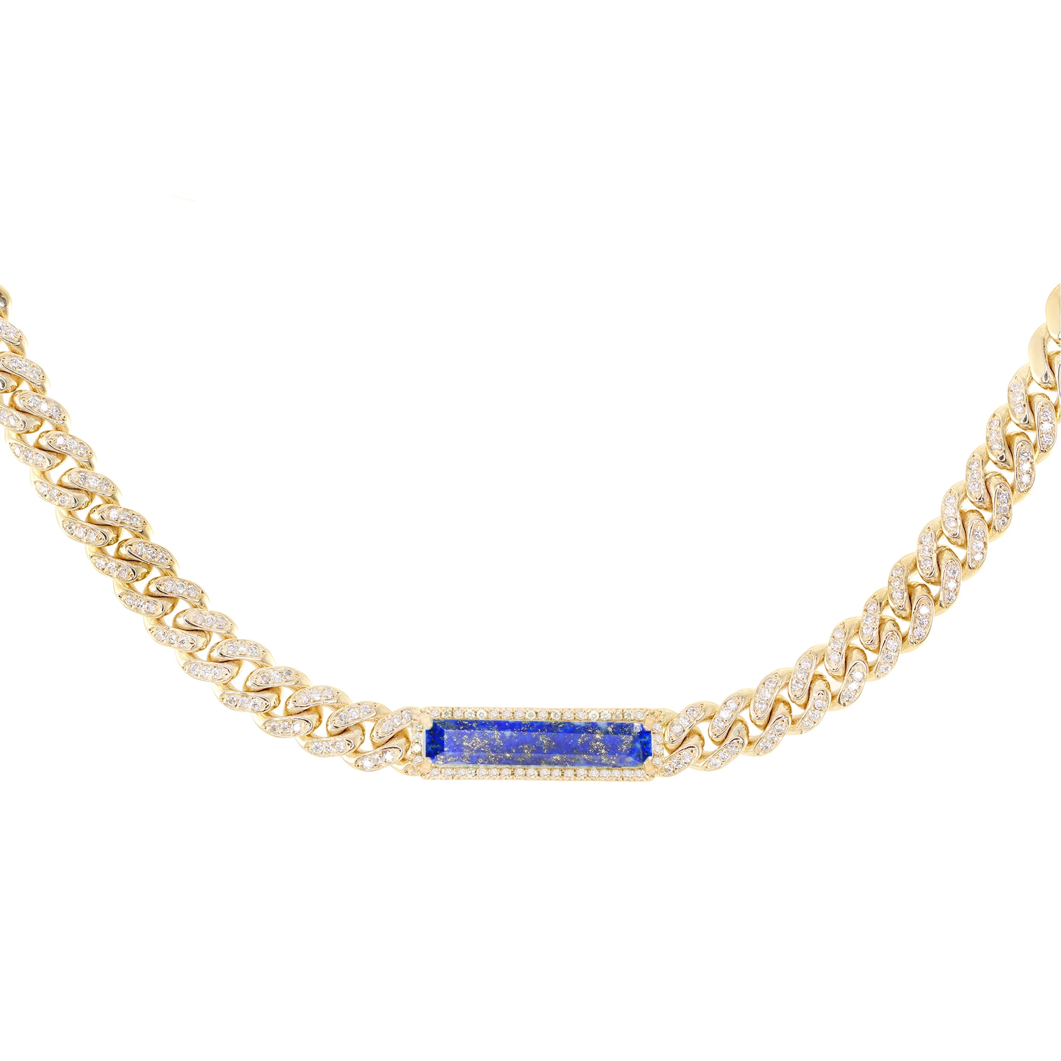14kt gold and diamond chain link lapis choker