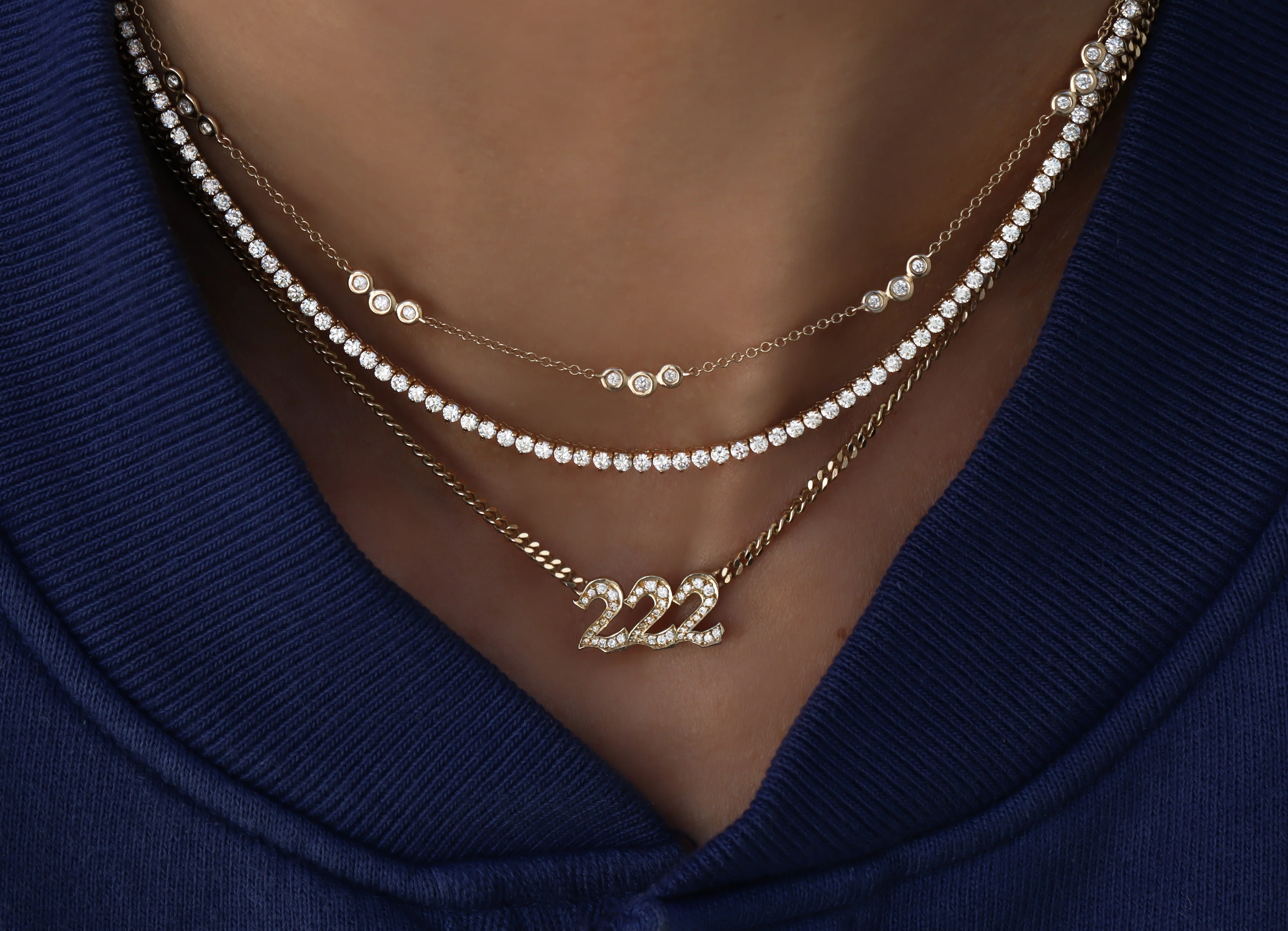 14kt gold and diamond classic tulip tennis necklace - Image 5