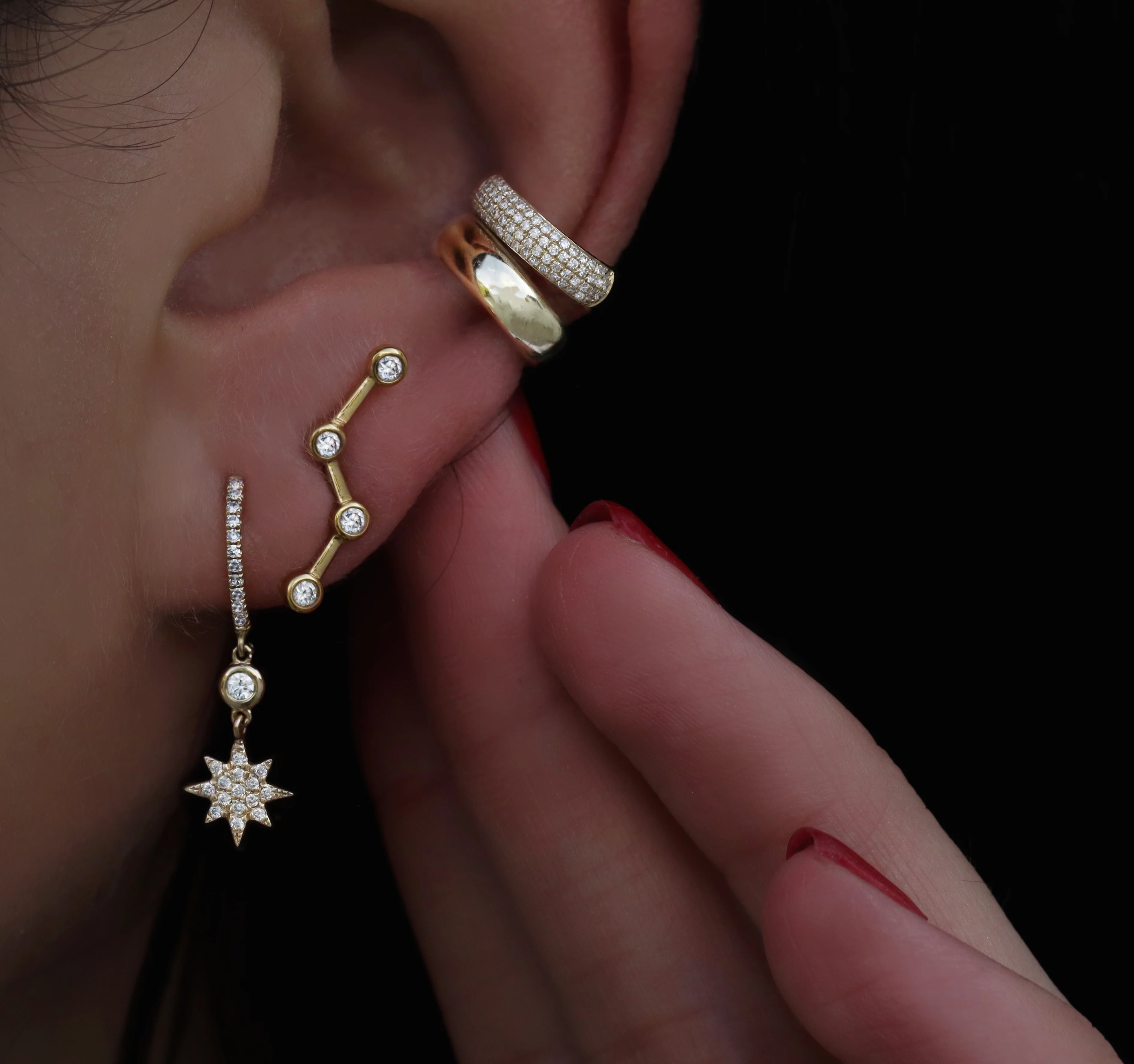 14kt gold and diamond constellation studs - Image 4
