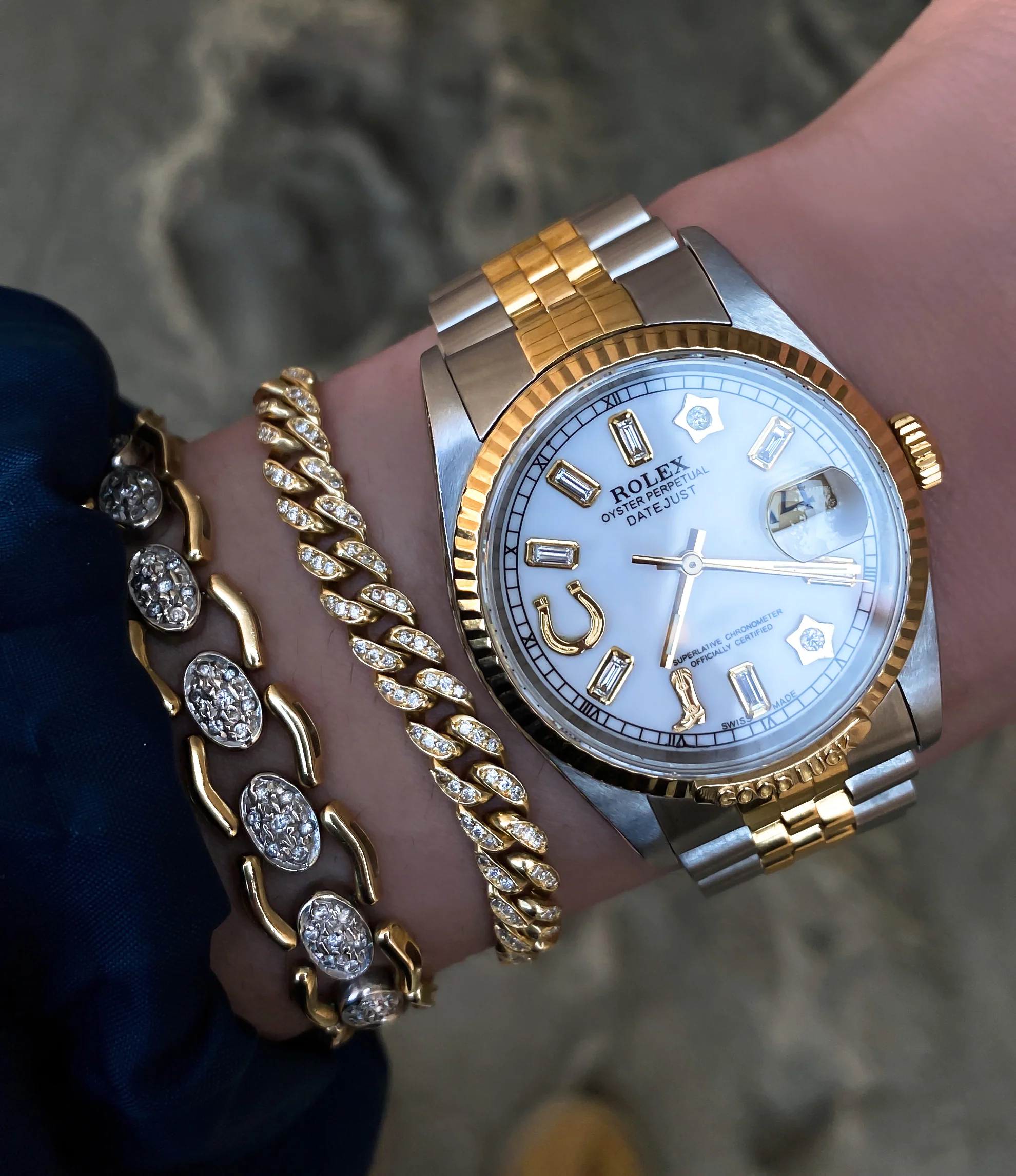 14kt gold and diamond cuban link bracelet - Image 2