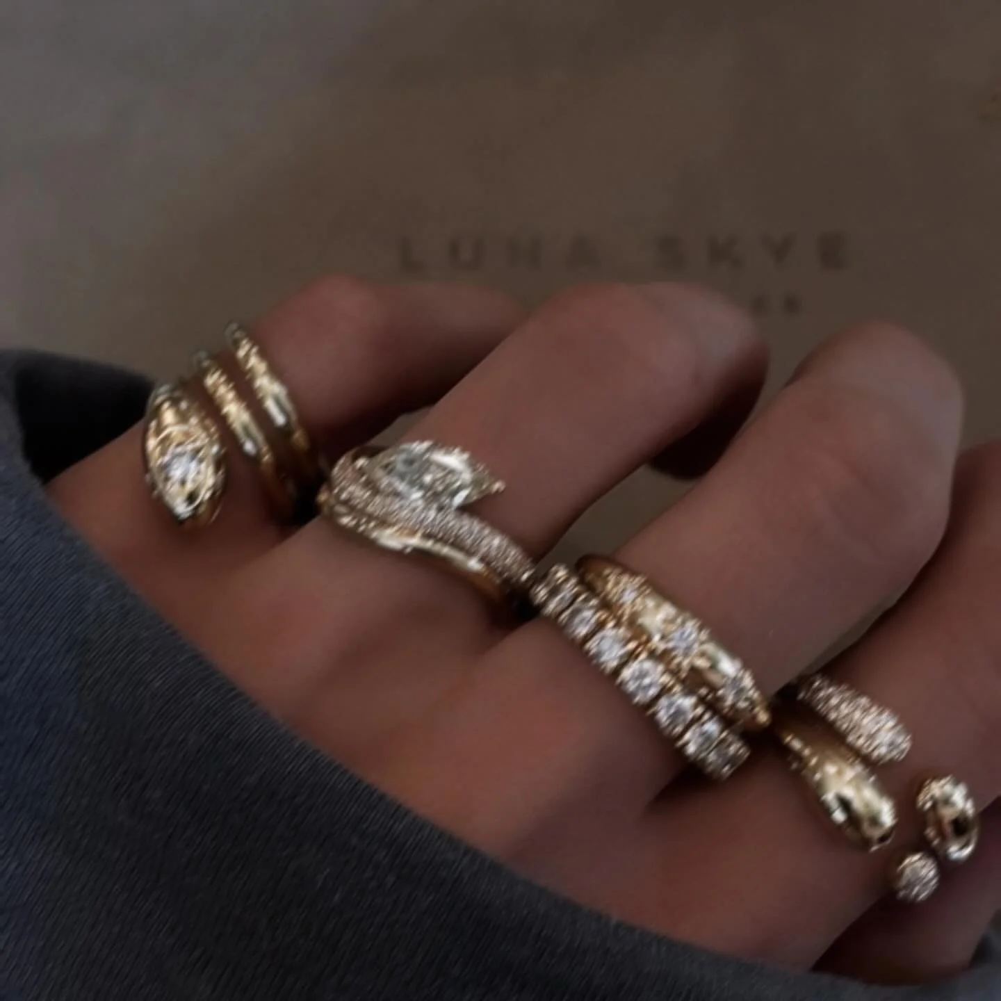 14kt gold and diamond duality stacked dome ring - Image 3