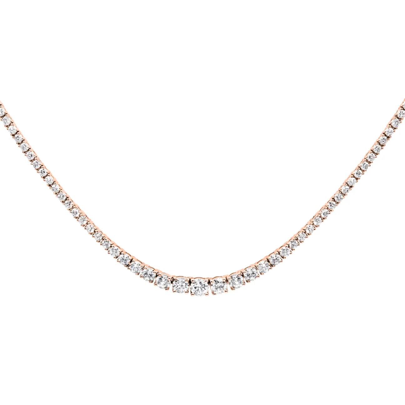 14kt gold and diamond graduating four prong tennis necklace - Image 2