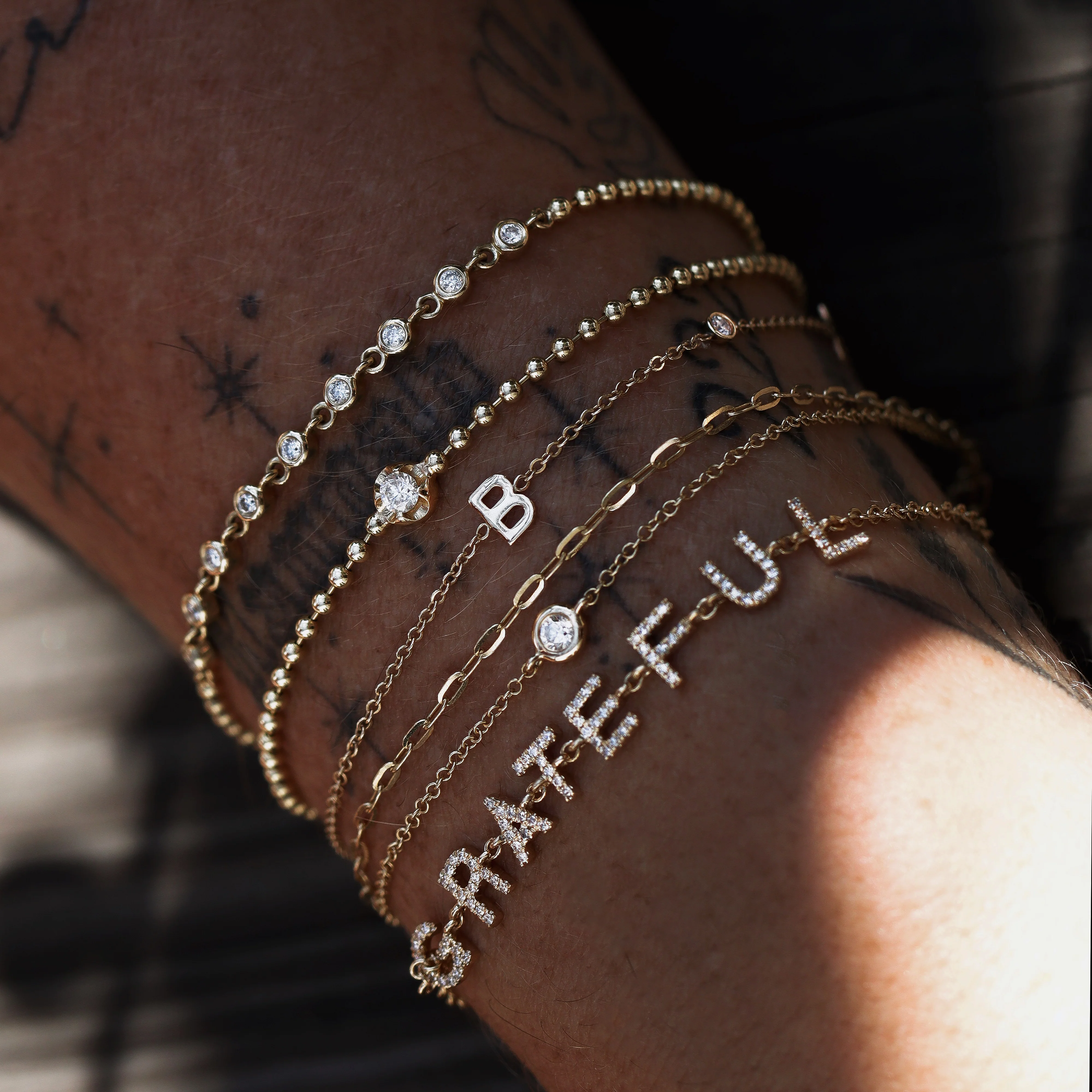 14kt gold and diamond grateful bracelet - Image 2