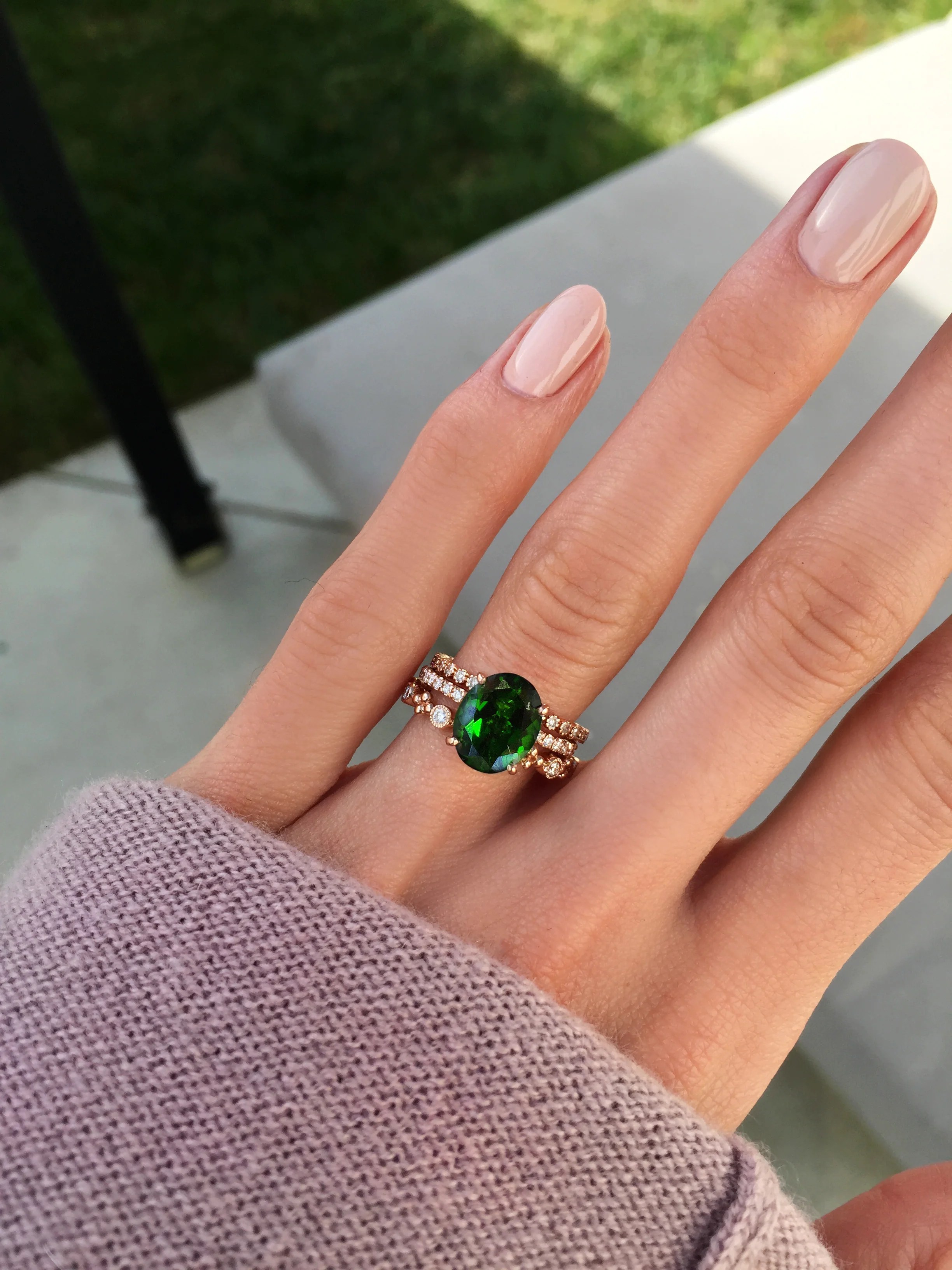 14kt gold and diamond chrome green tourmaline solitaire eternity ring - Image 3