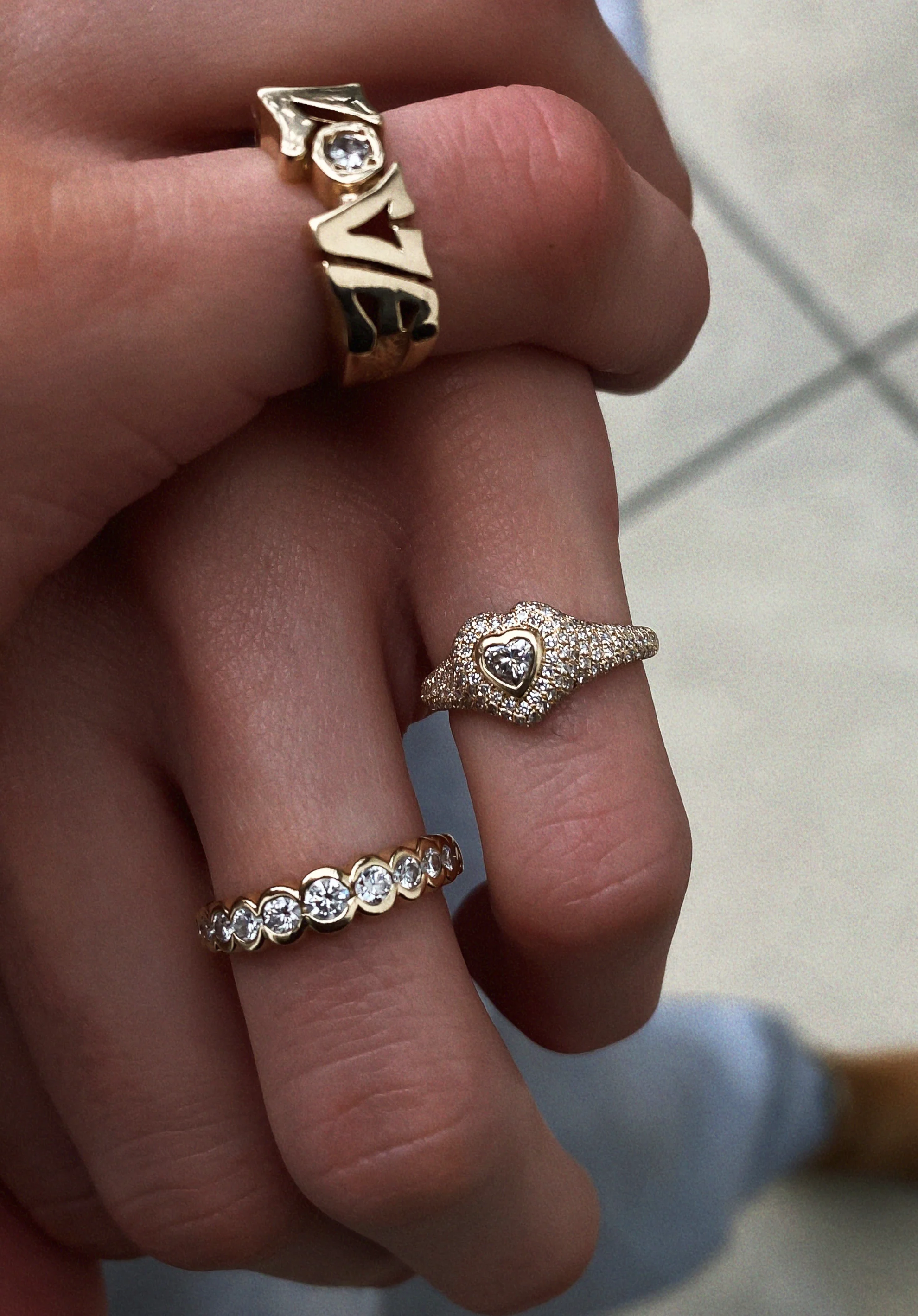 14kt gold and diamond heart signet pinky ring - Image 3