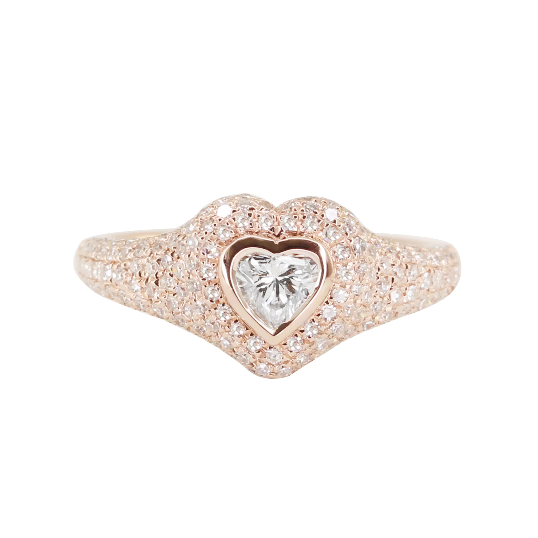 14kt gold and diamond heart signet pinky ring - Image 5