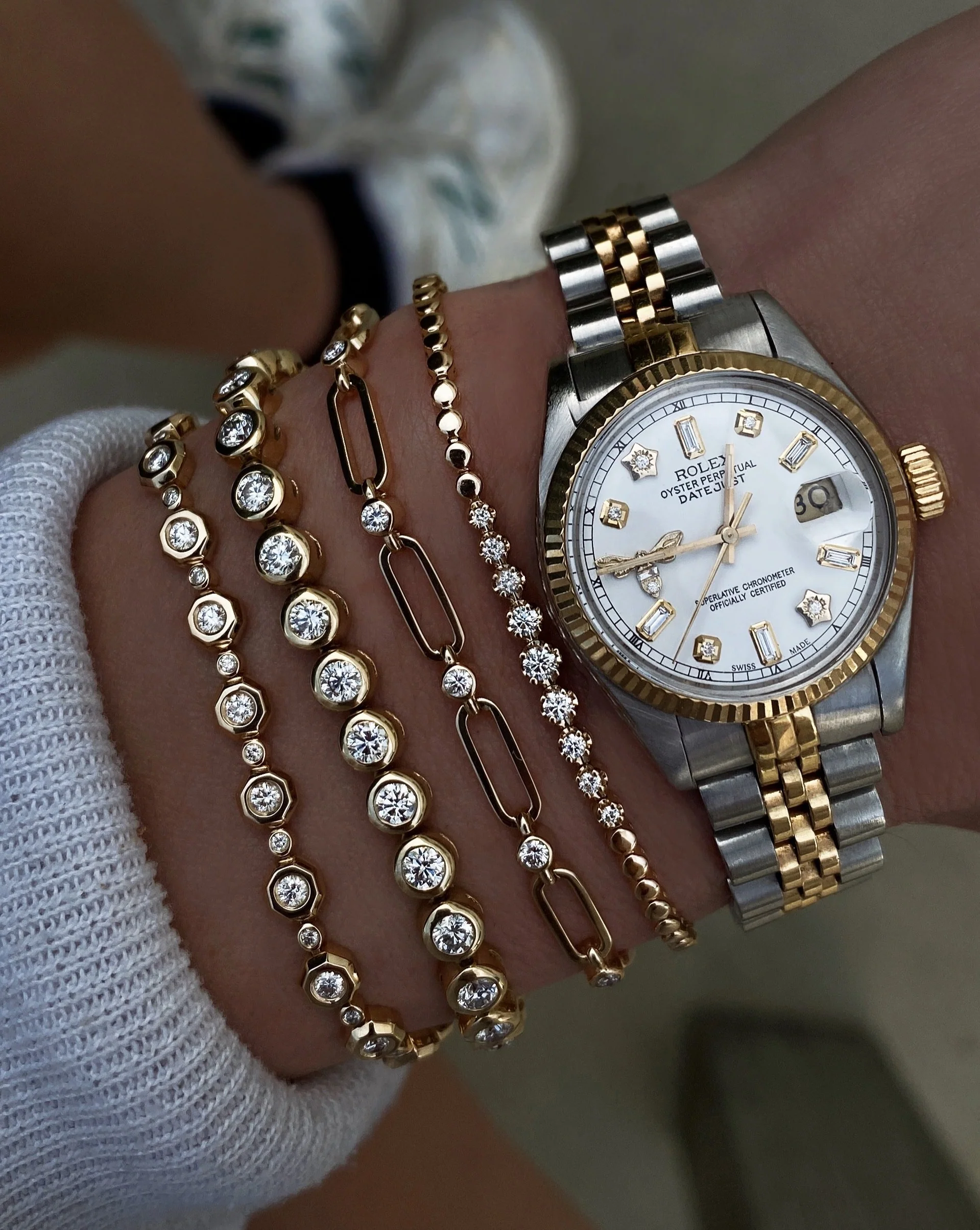 14kt gold and diamond cut bead bracelet - Image 2