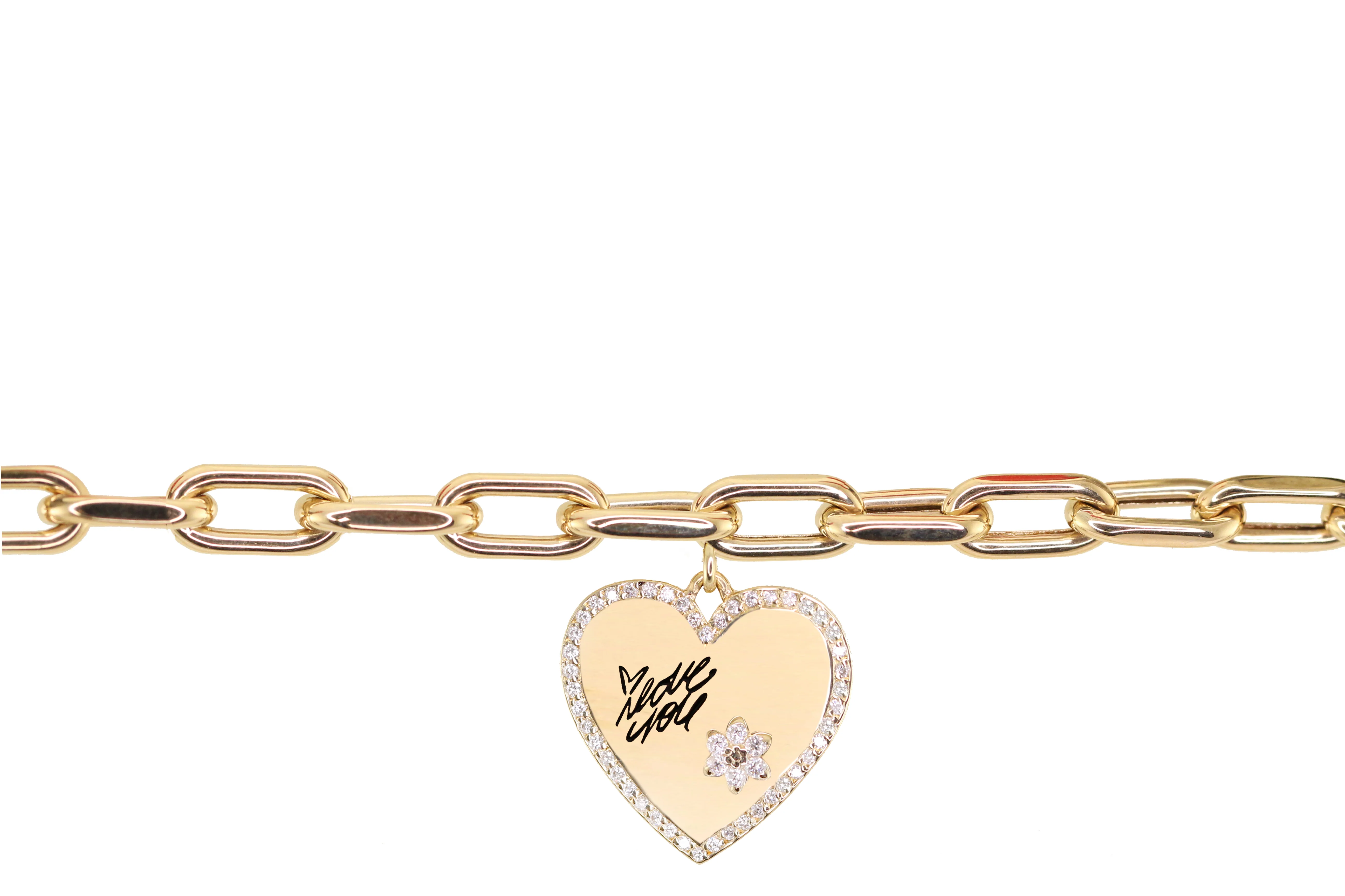14kt gold and diamond language of the heart charm bracelet - Image 3