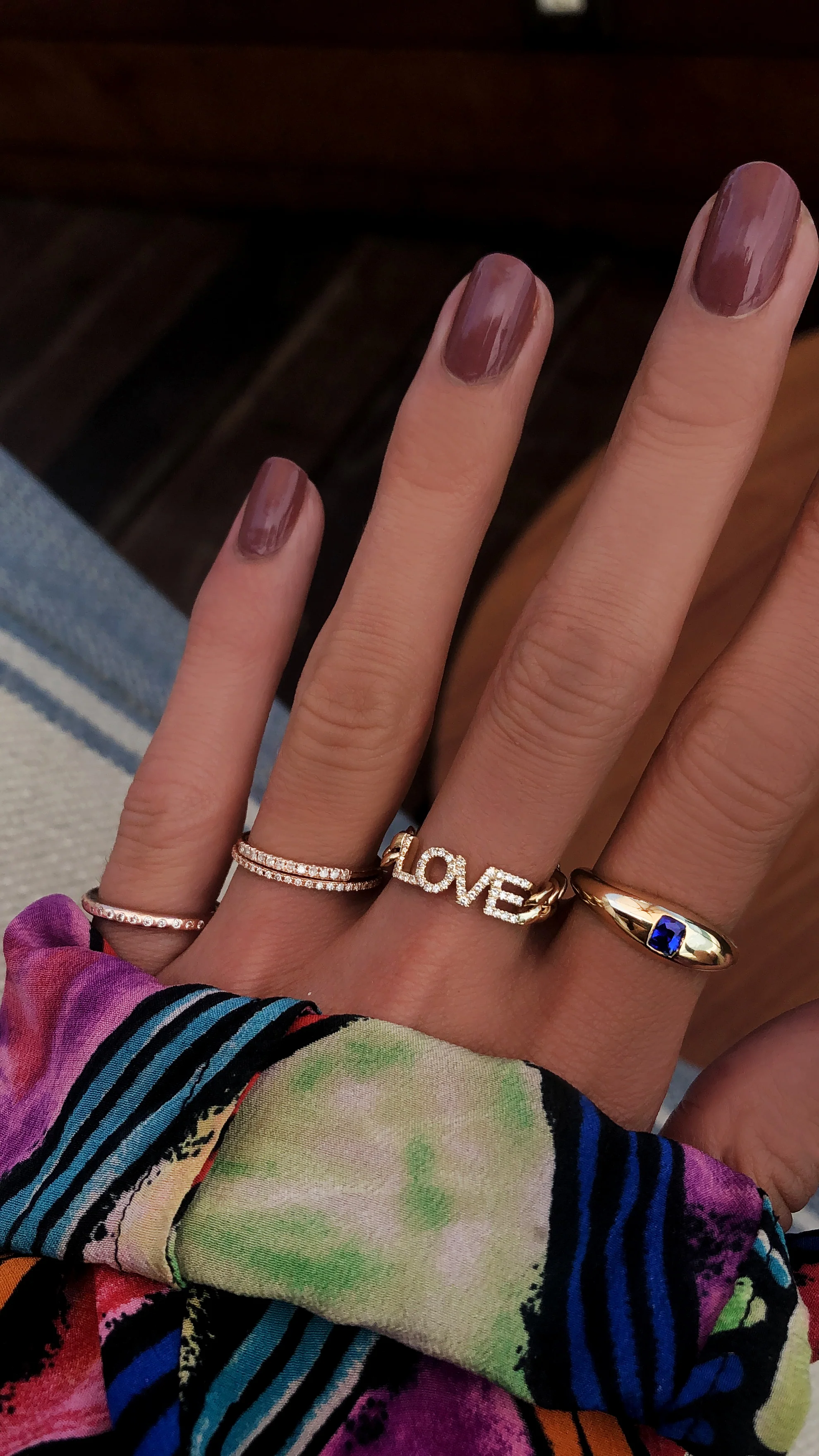 14kt gold and diamond love chain ring - Image 3