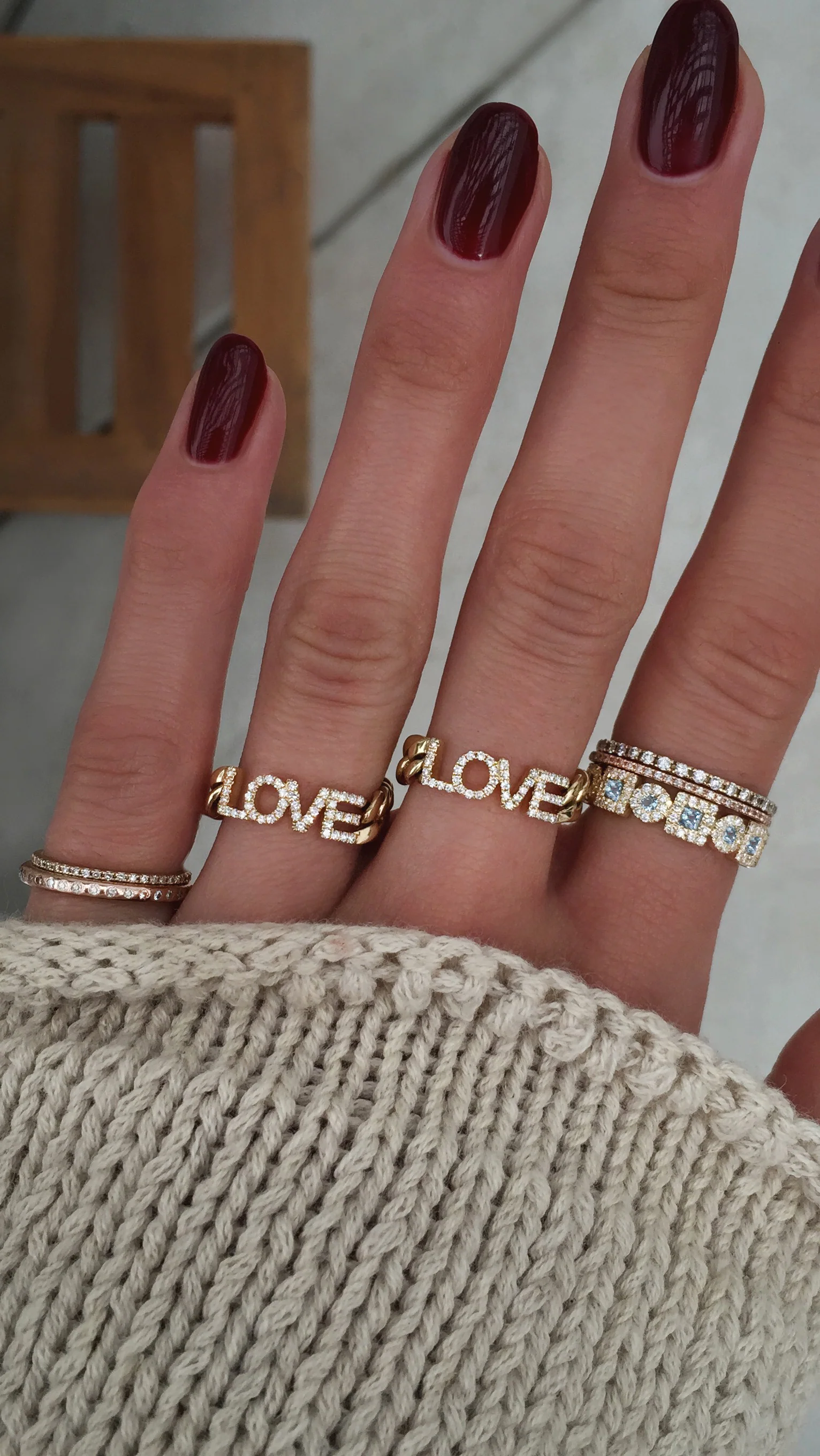14kt gold and diamond love chain ring - Image 4
