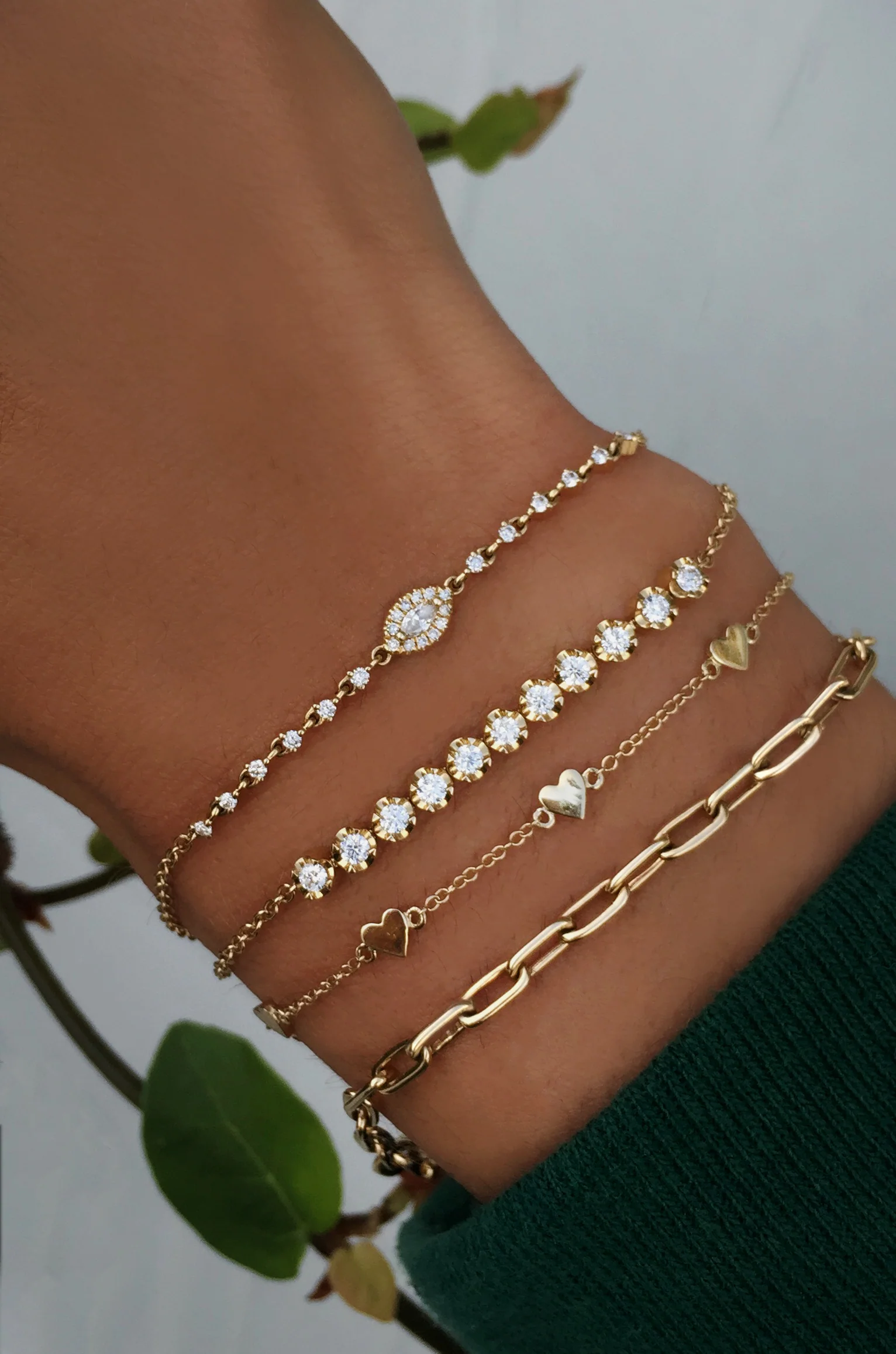 14kt gold and diamond marquise eye bracelet - Image 3
