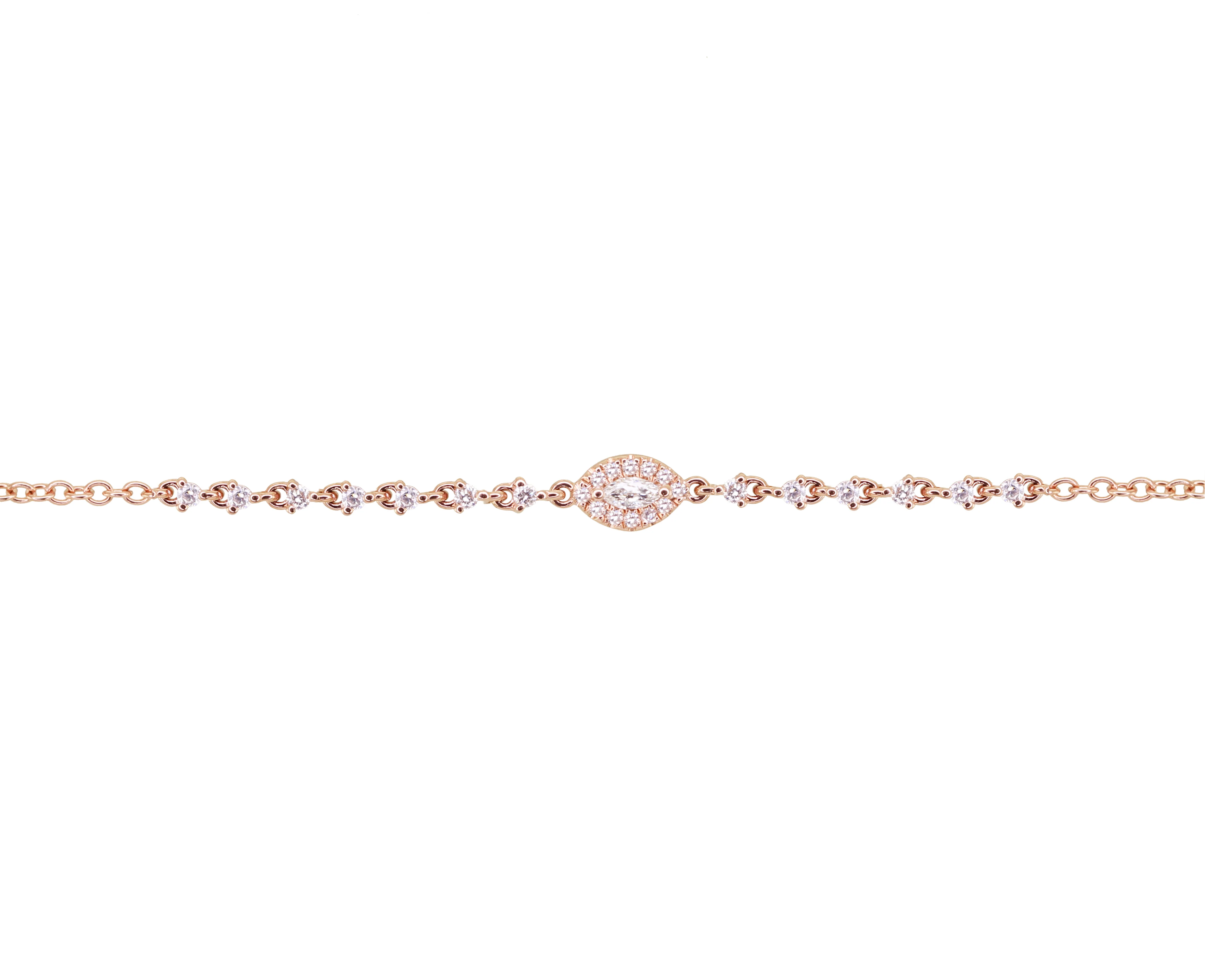 14kt gold and diamond marquise eye bracelet - Image 5