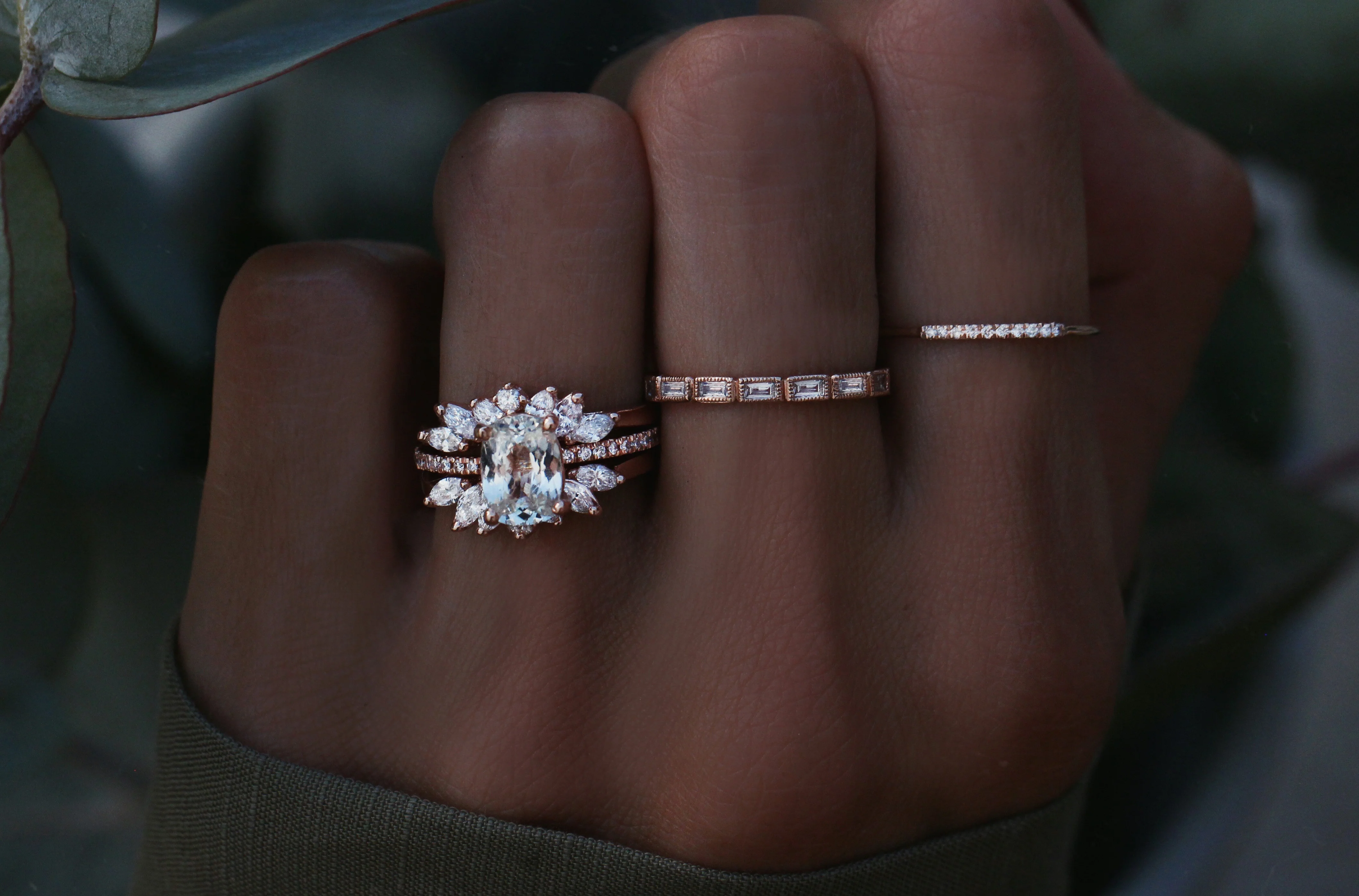 14kt gold marquise diamond ring guard - Image 3