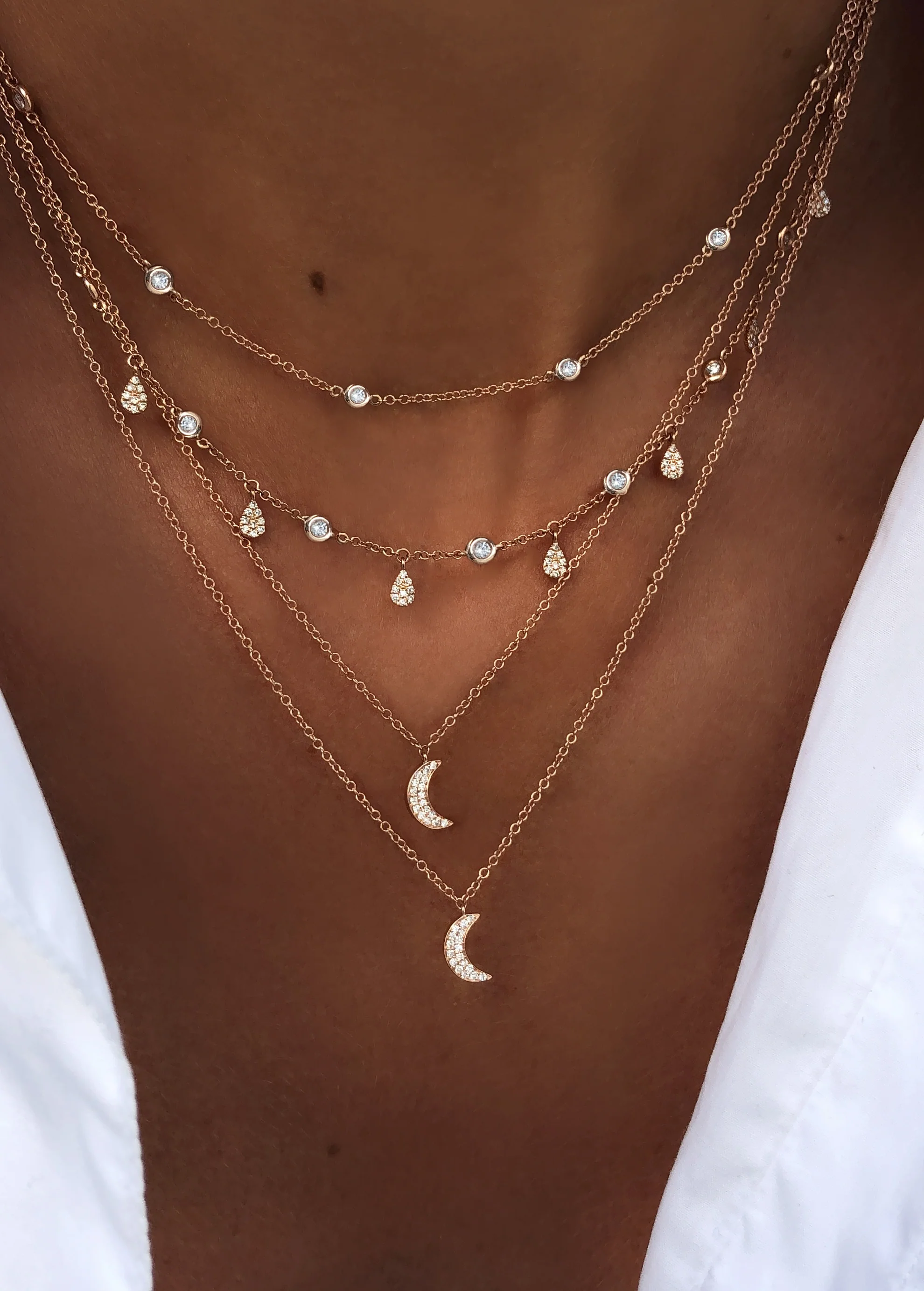 14kt gold and diamond mini crescent moon necklace - Image 4