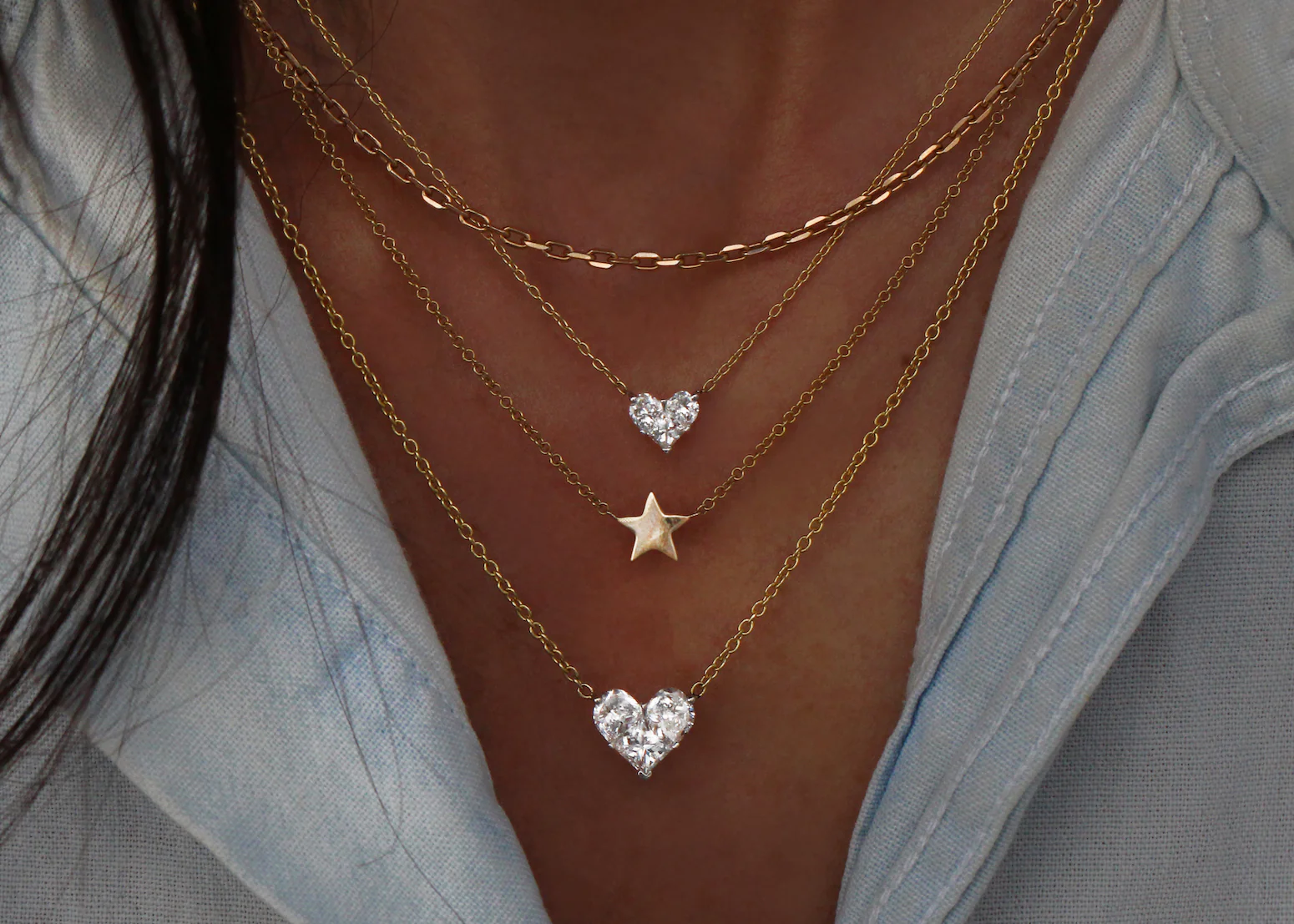14kt gold mini full diamond heart necklace - Image 4