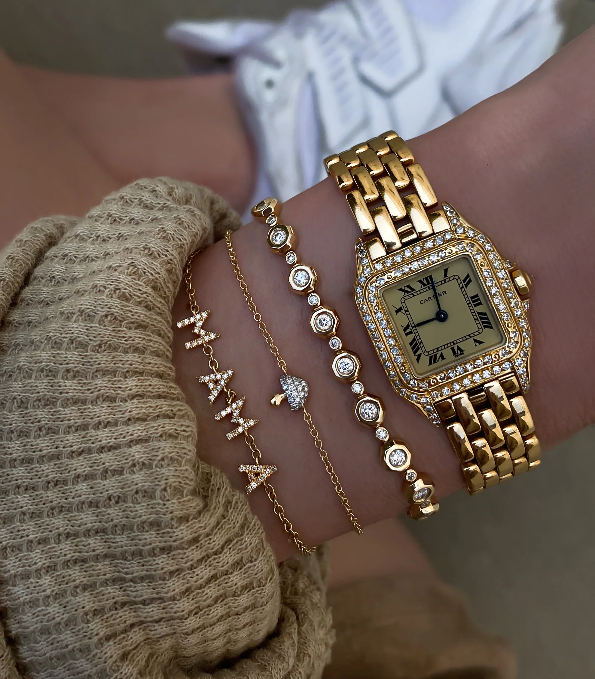 14kt gold and diamond mini baby mushroom bracelet - Image 5