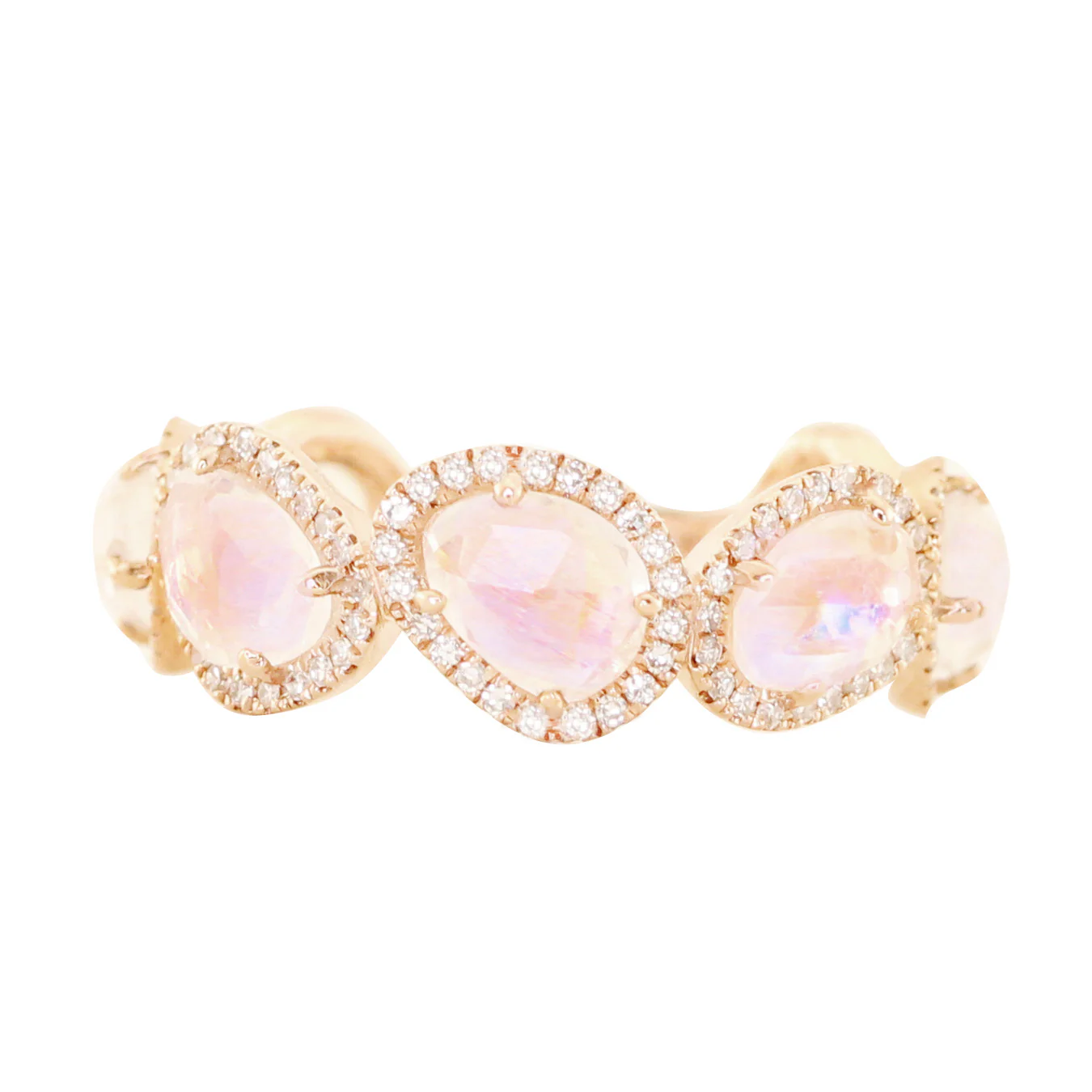 14kt gold and diamond organic moonstone band