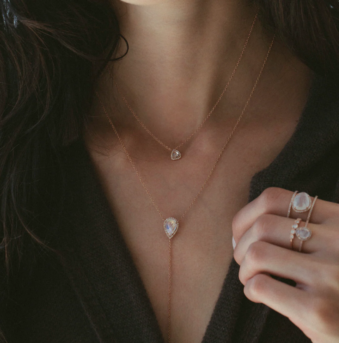 14kt gold and diamond mini topaz necklace - Image 2