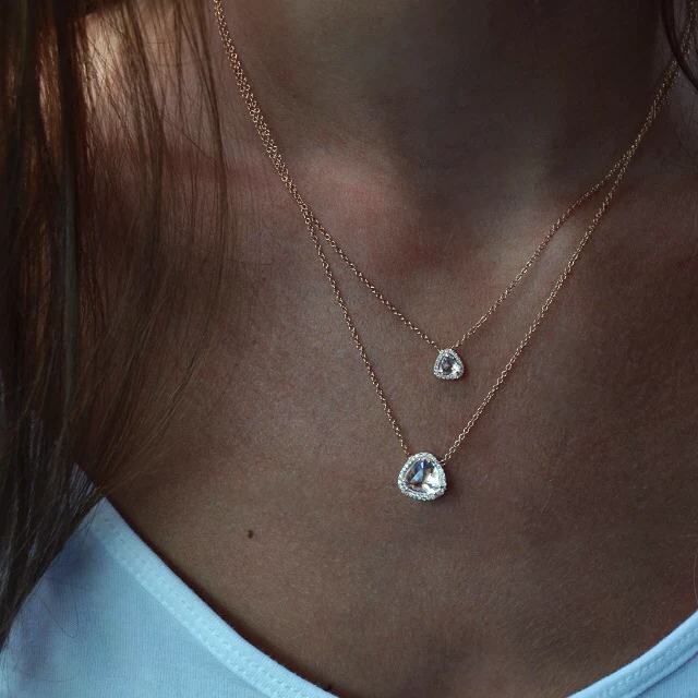 14kt gold and diamond mini topaz necklace - Image 3