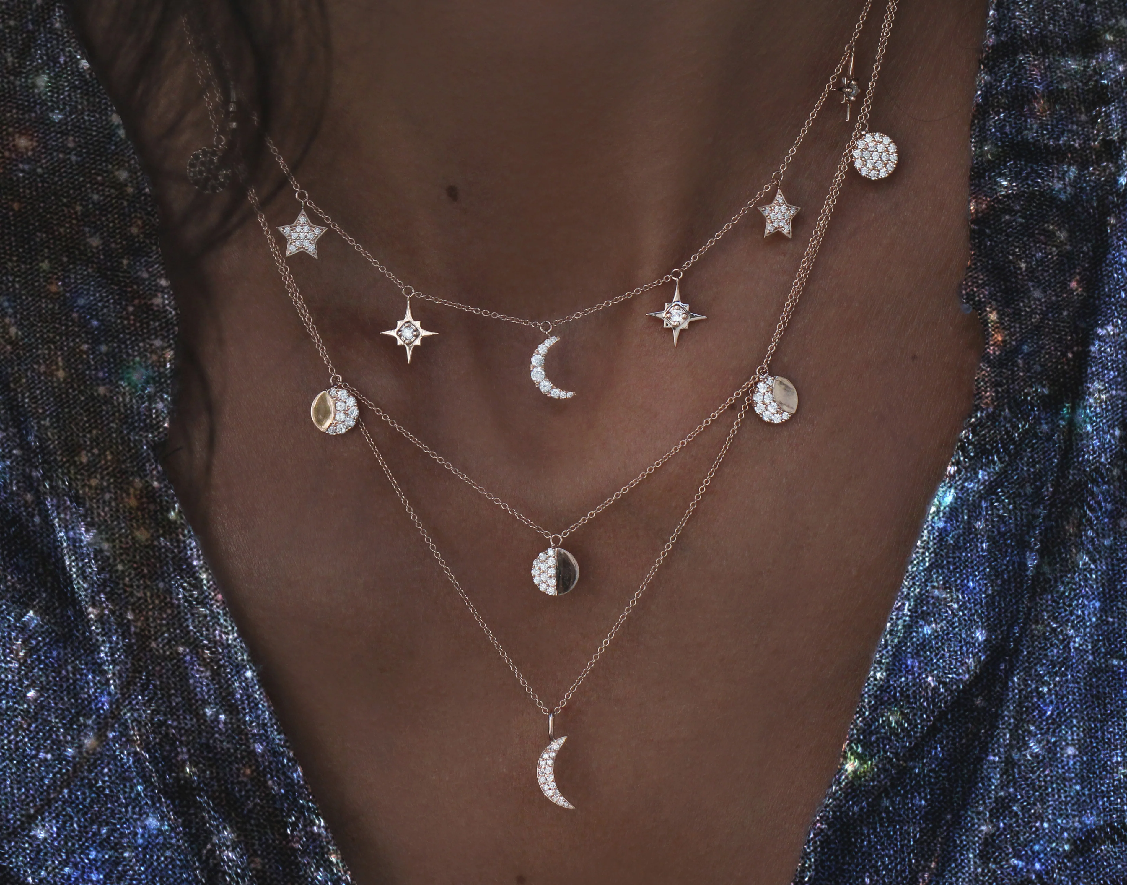 14kt gold and diamond Moon Phase necklace - Image 4