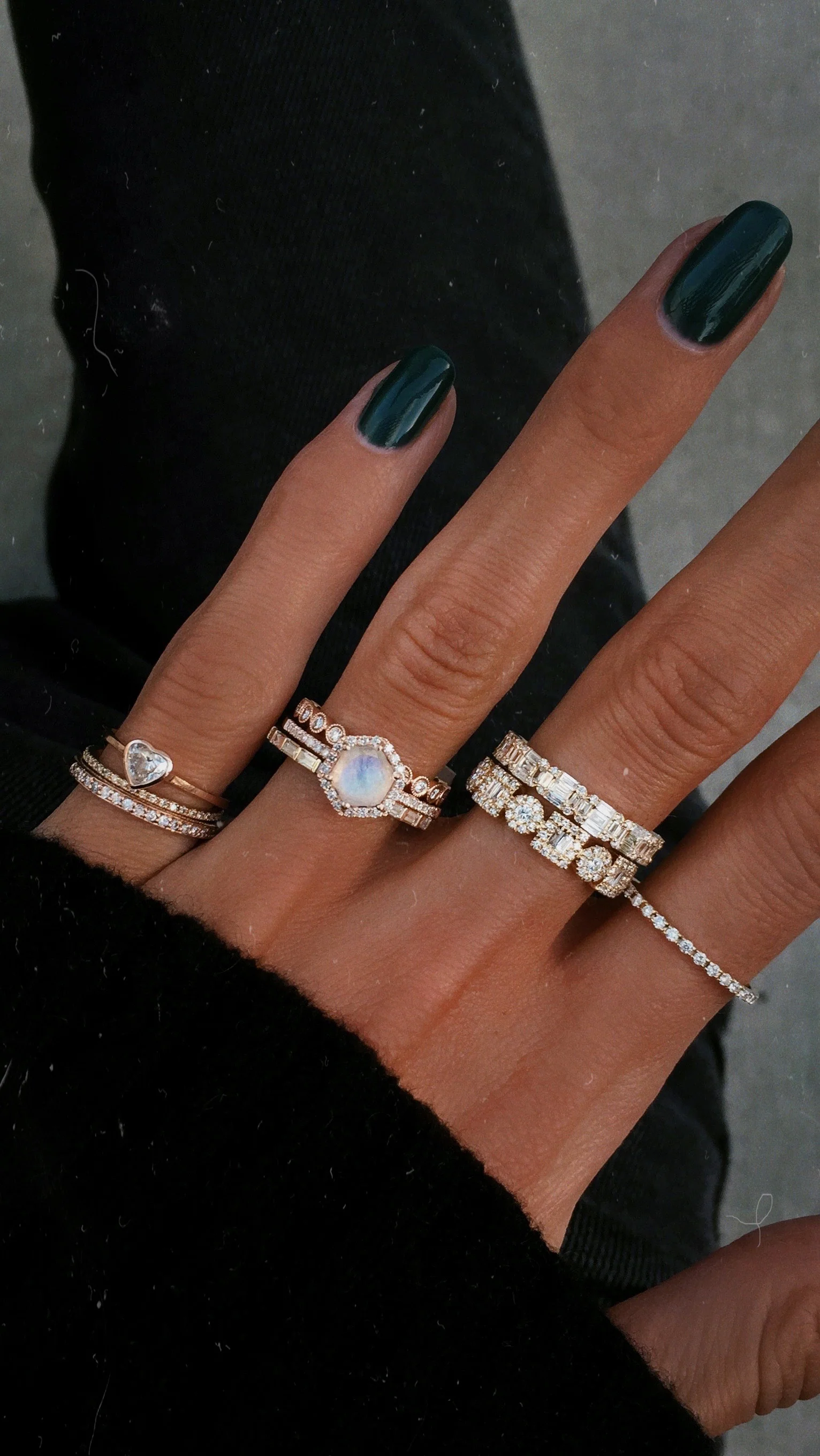 14kt gold and diamond moonstone hex ring - Image 5