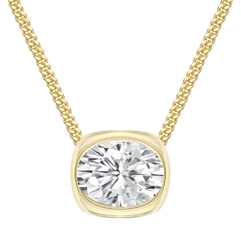 14kt gold and diamond oval cushion bezel necklace - Image 3