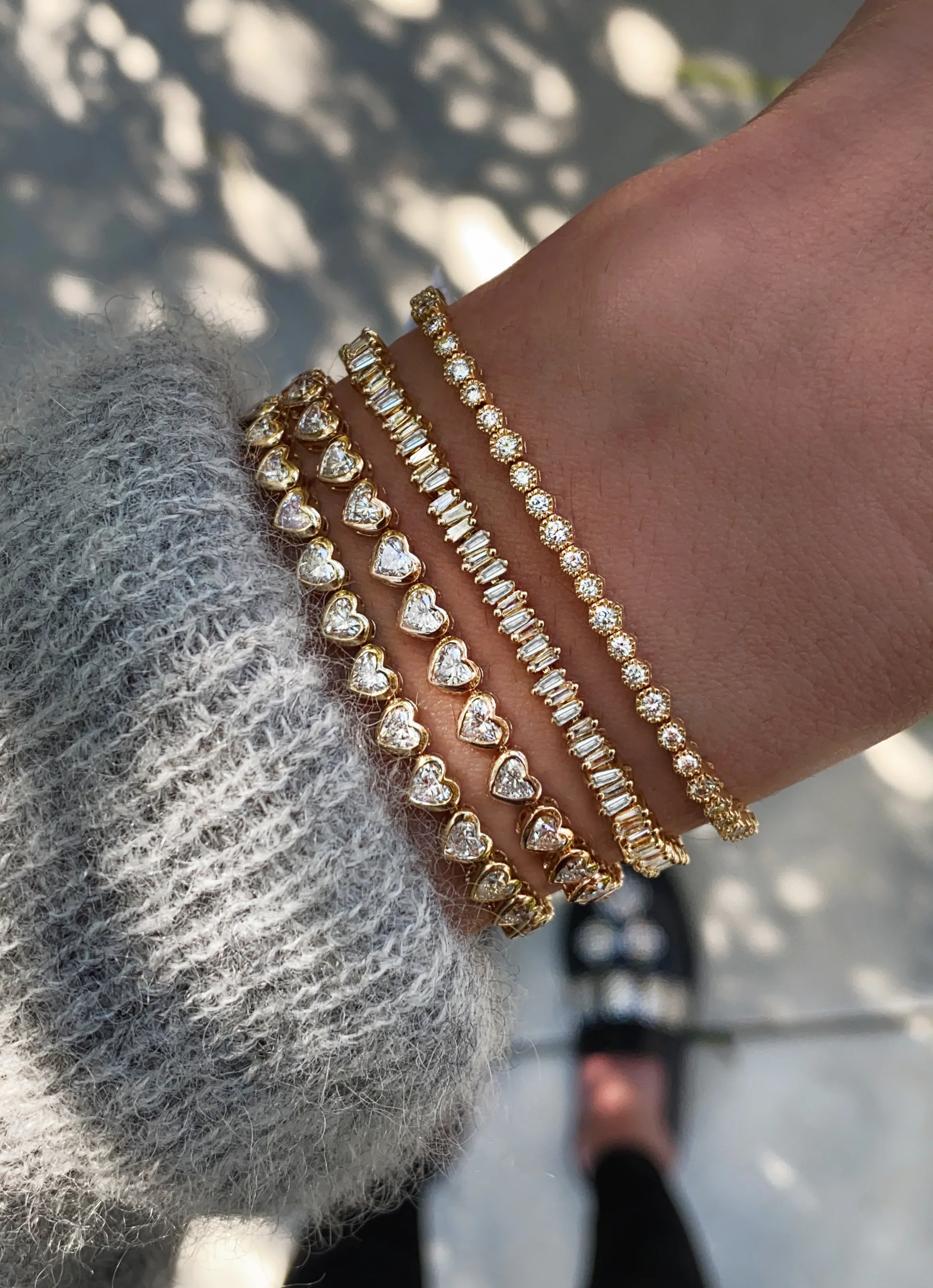 14kt gold and diamond poly bezel milgrain bracelet - Image 5