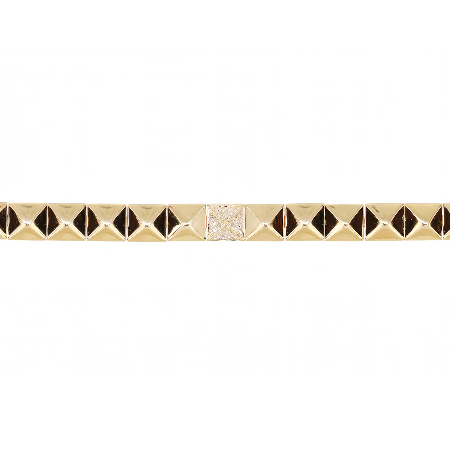 14kt gold and diamond pyramid bracelet