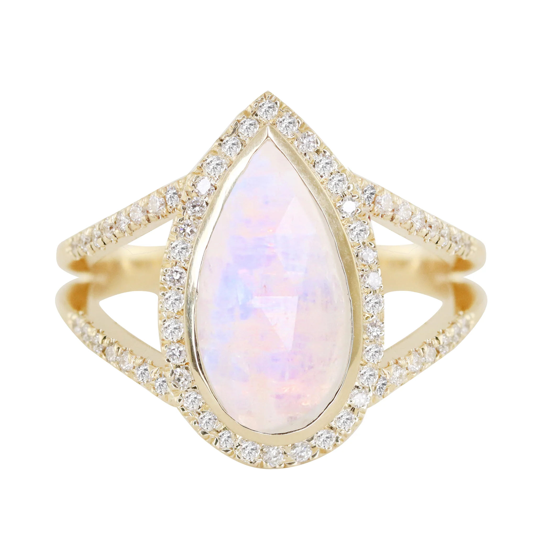 14kt gold and diamond queen teardrop moonstone - Image 4