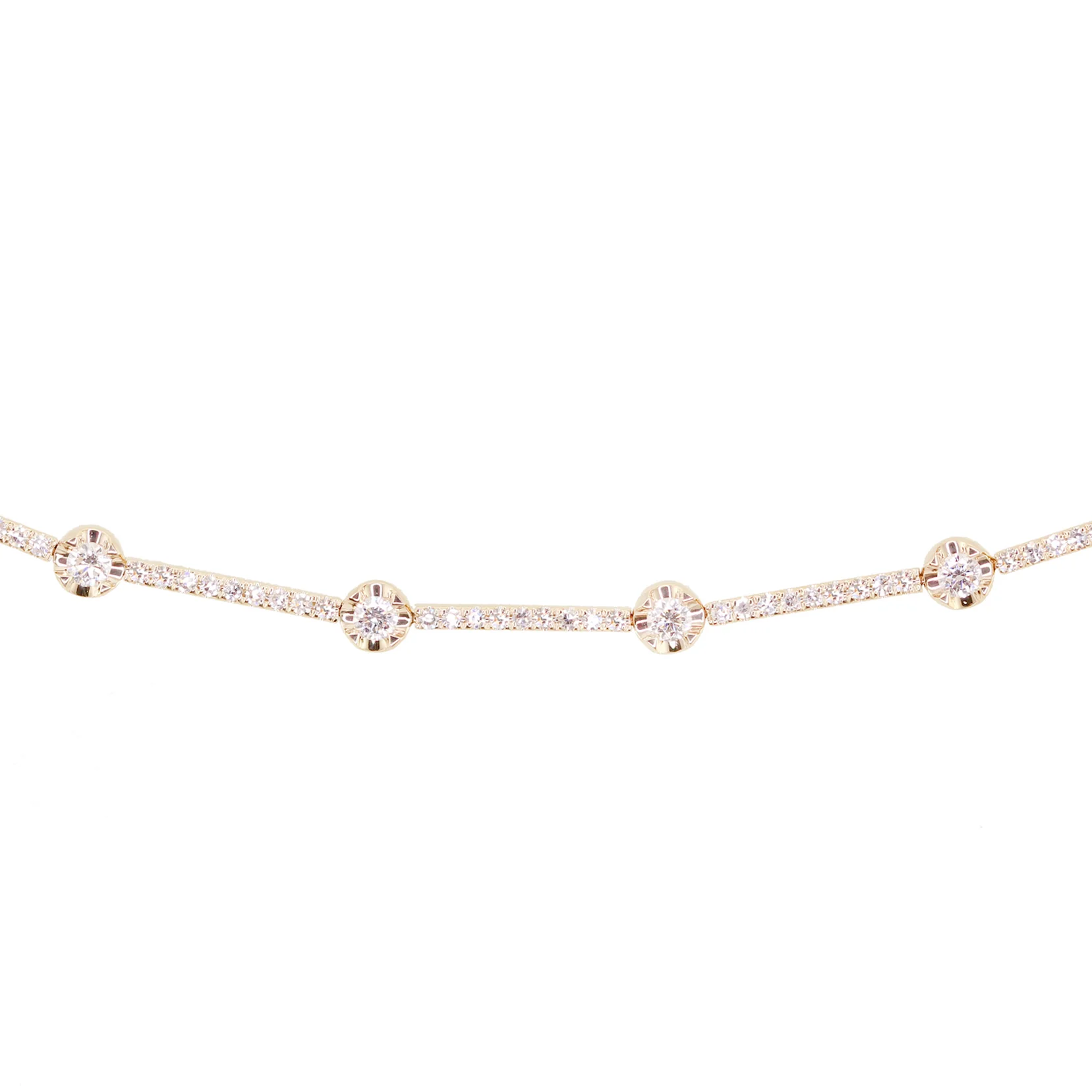14kt gold and diamond round bezel section bracelet