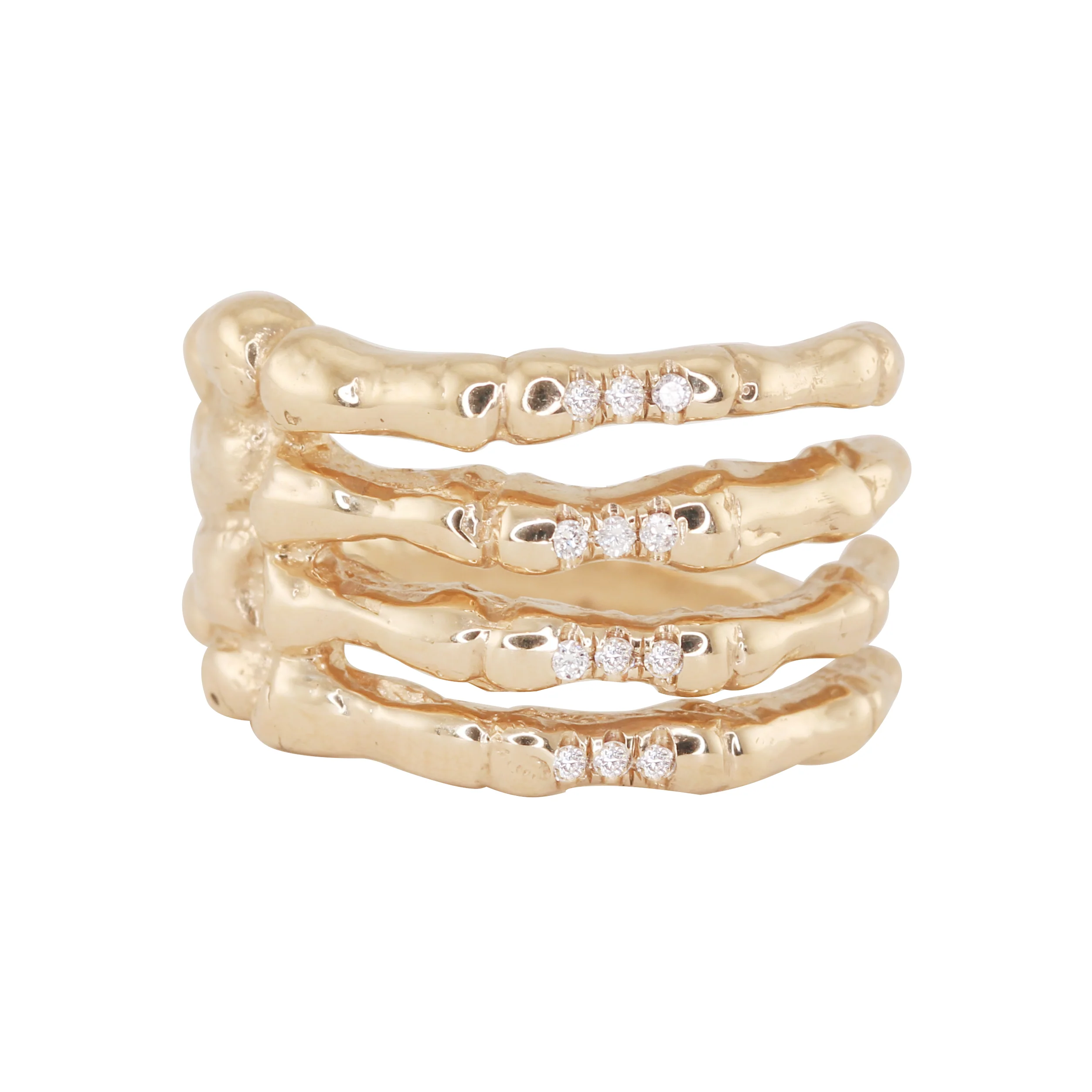 14kt gold and diamond skeleton hand ring - Image 3