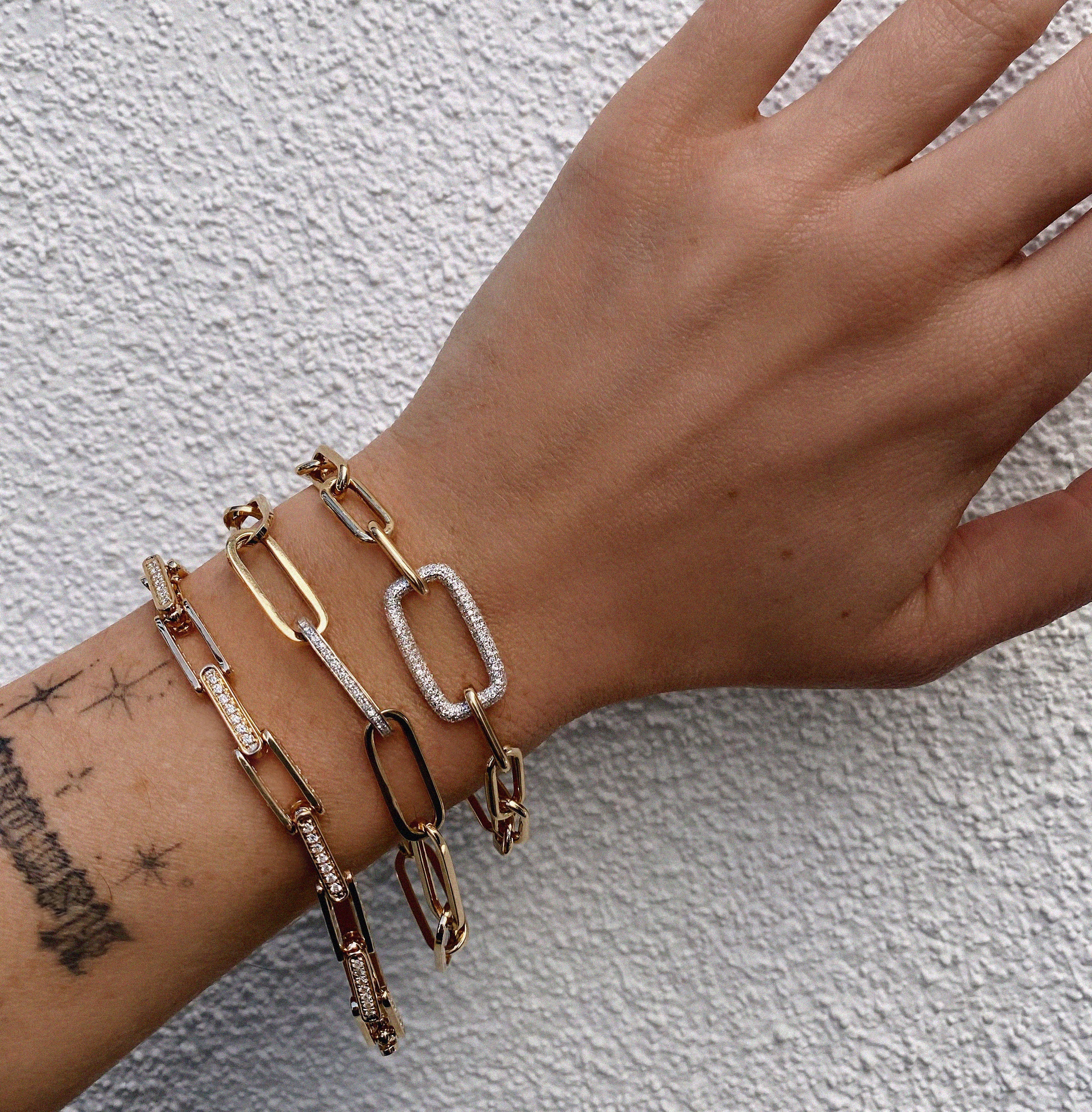 14kt gold and diamond solid geo link bracelet - Image 3
