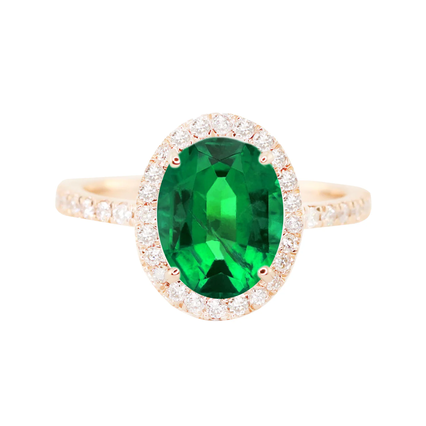 14kt gold and diamond solitaire chrome green tourmaline eternity ring with halo