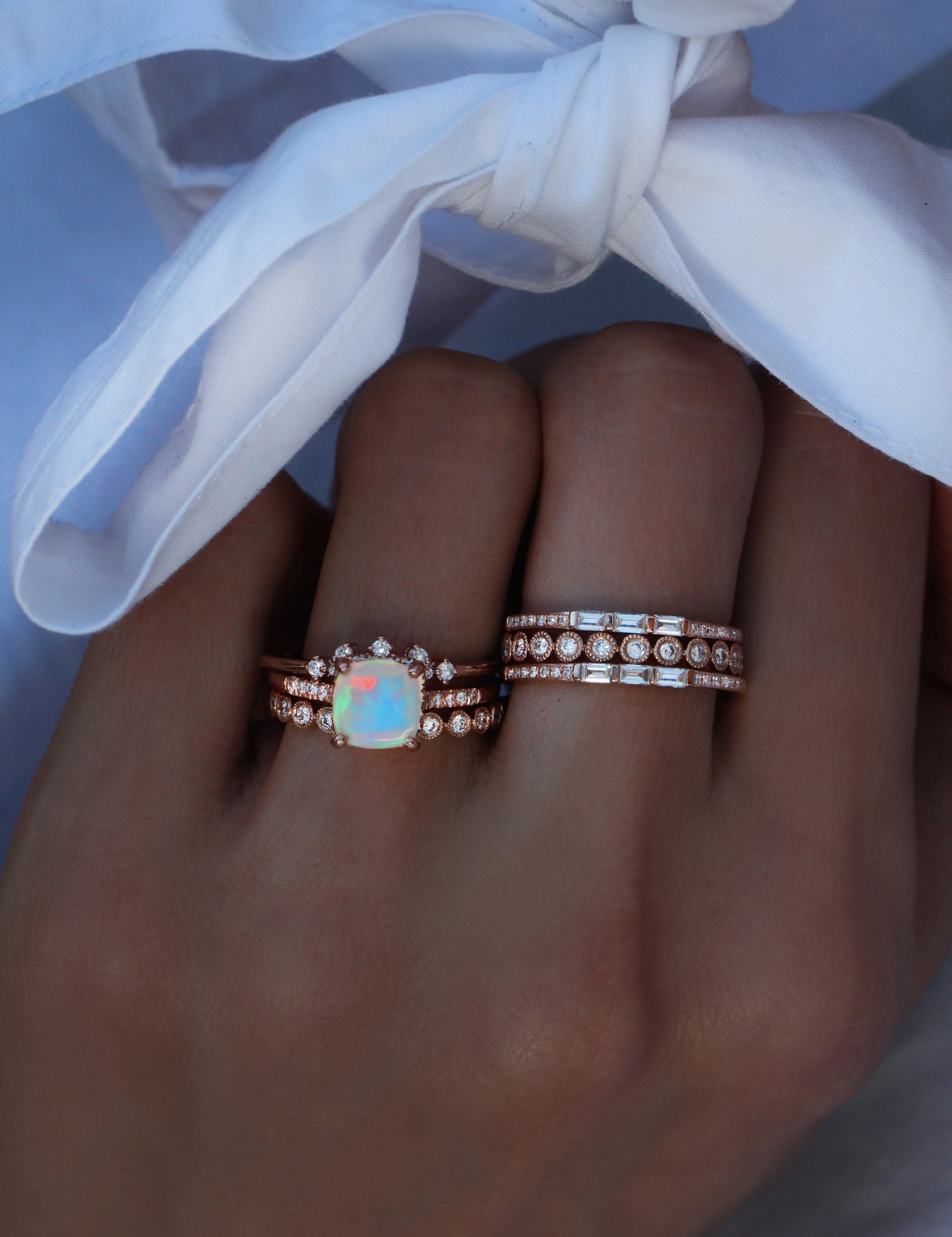 14kt gold and diamond solitaire cushion opal ring - Image 4